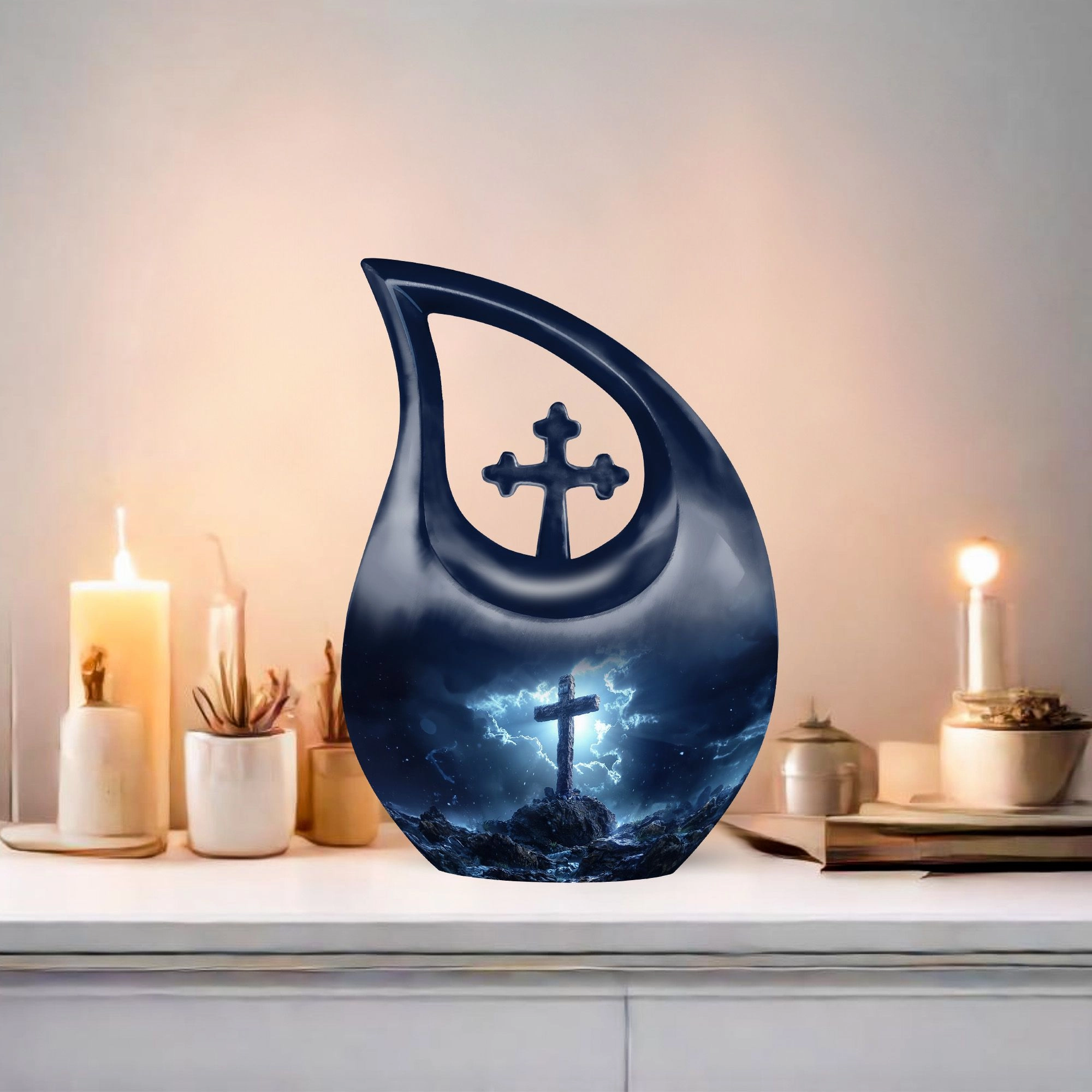 Cross Drop Urn - Adult Memorial Cremation Urn For Ashes