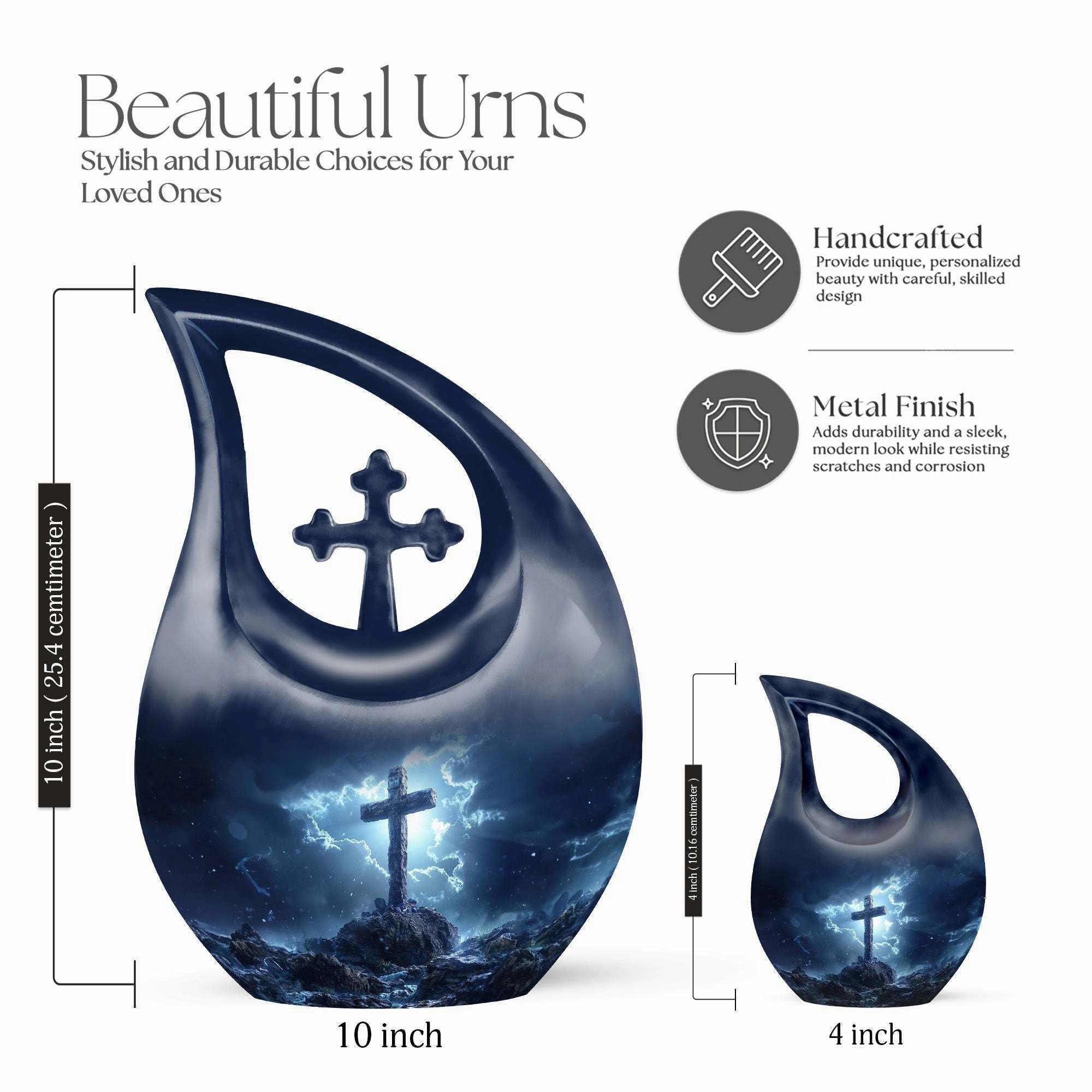 Cross Drop Urn - Adult Memorial Cremation Urn For Ashes