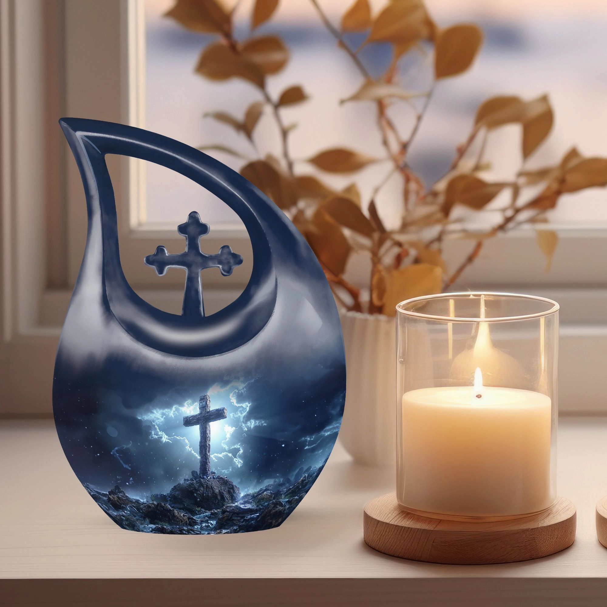 Cross Drop Urn - Adult Memorial Cremation Urn For Ashes