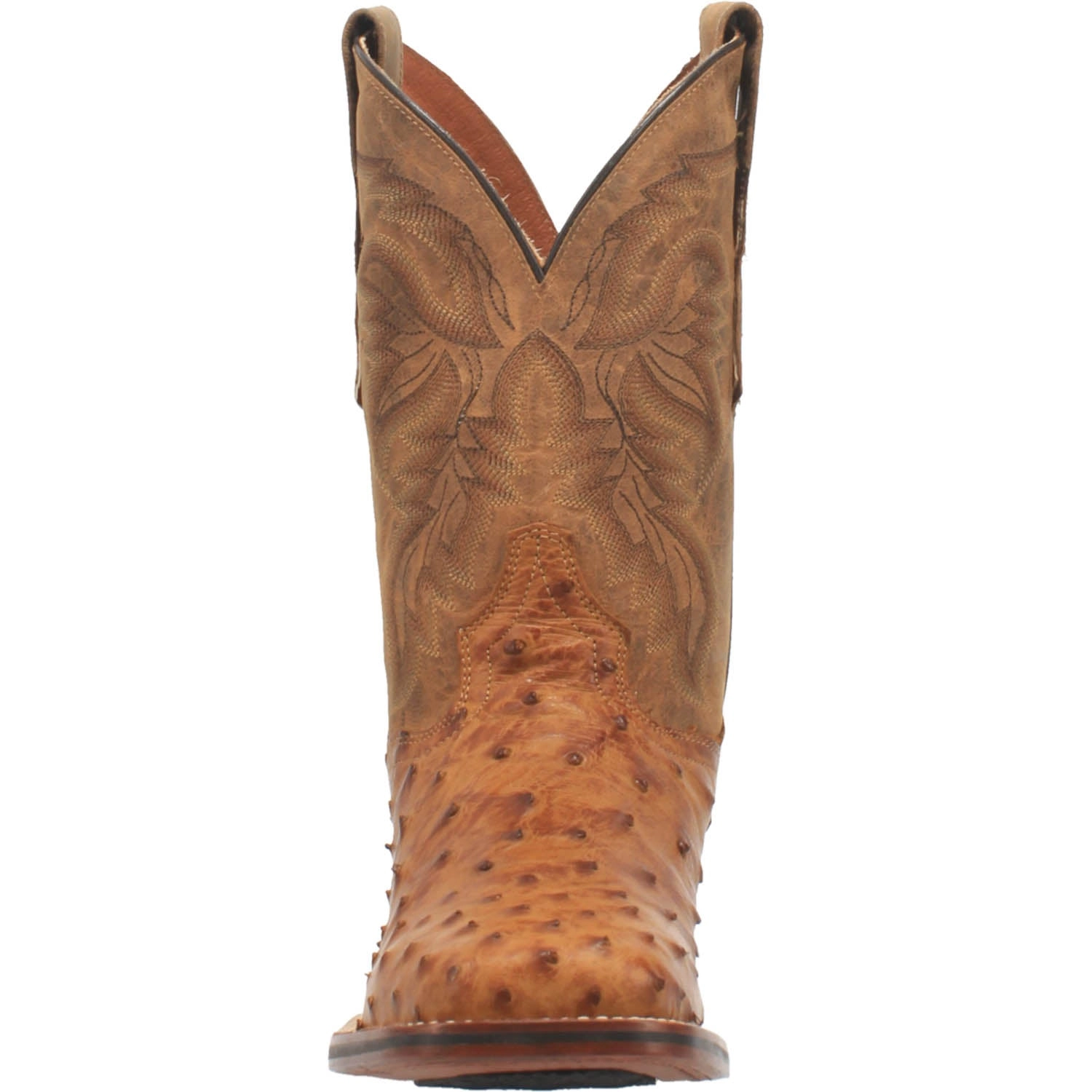 Dan Post Mens Alamosa Cowboy Boots Ostrich Saddle Tan/Brown