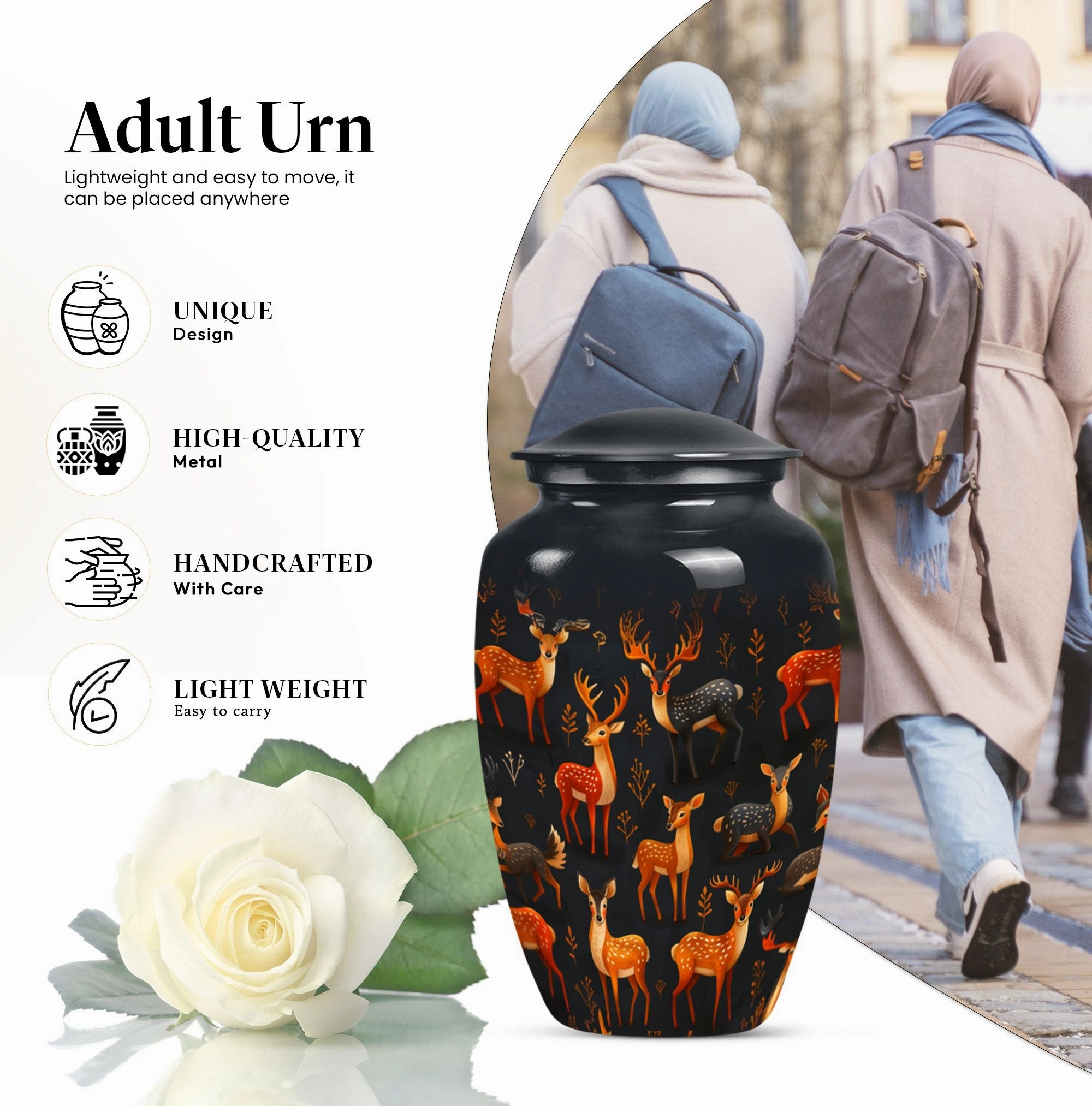 Deer Cremation Urn - Dignified Cremation Keepsake for Adult Male