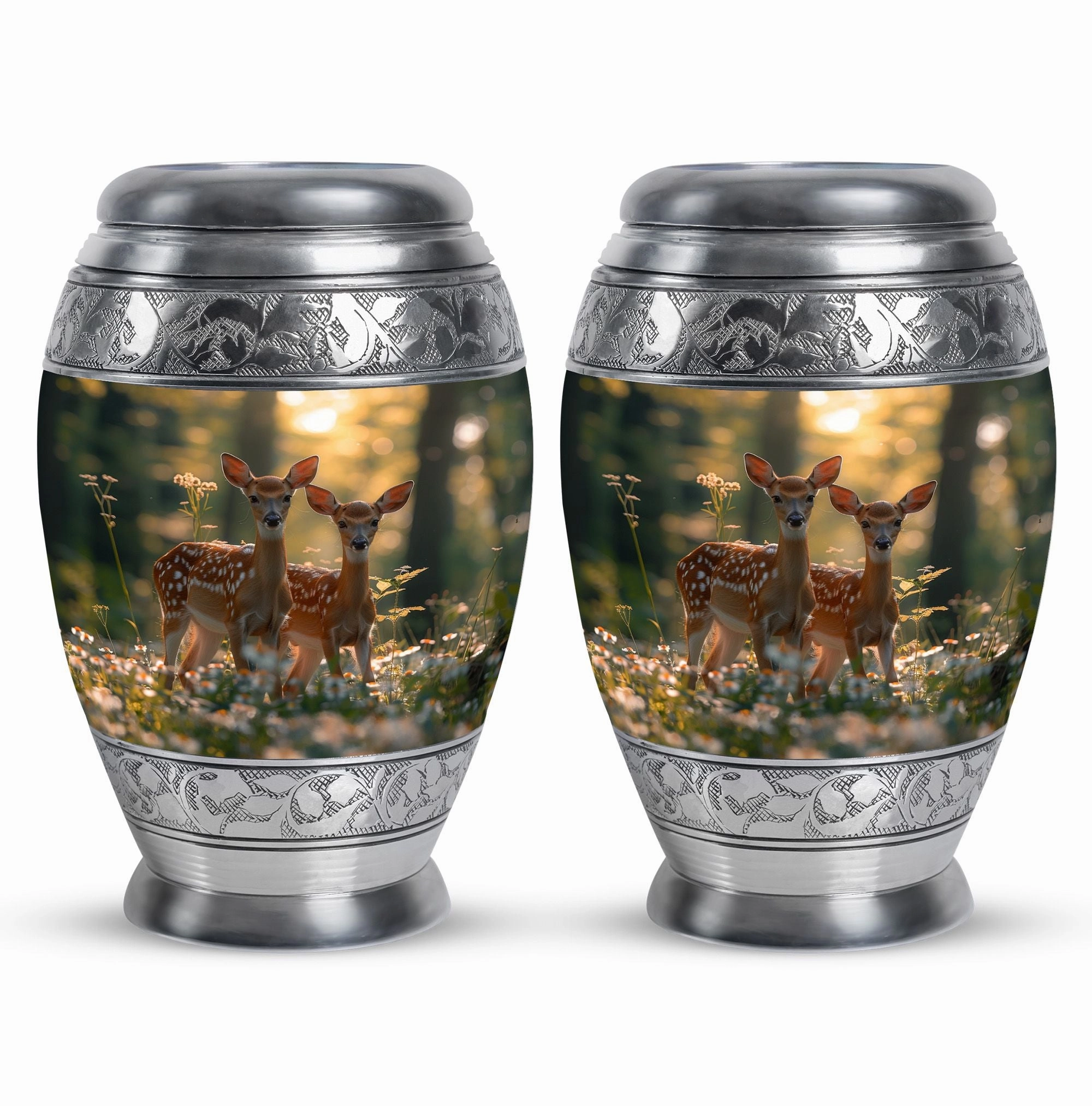 Deer Family Cremation Metal Urns For Human Ashes Memorial & Funeral Urn