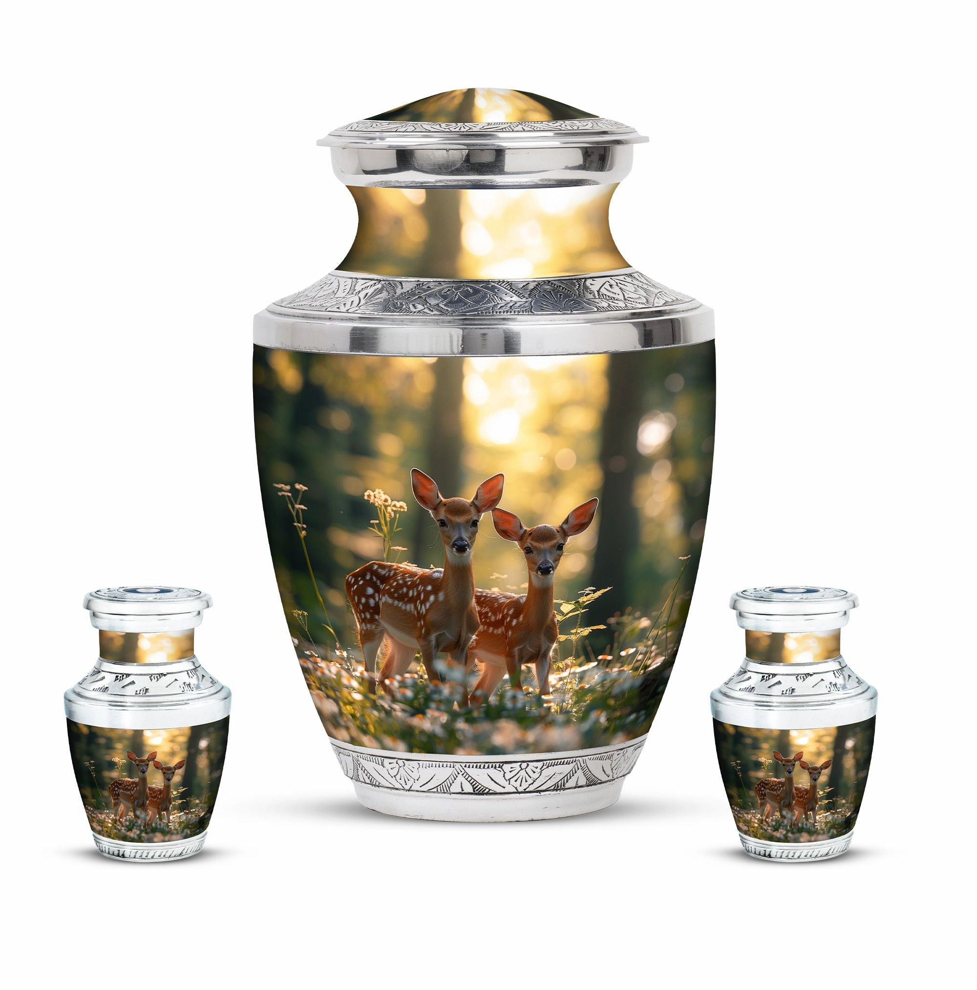 Deer Family Cremation Metal Urns For Human Ashes Memorial & Funeral Urn
