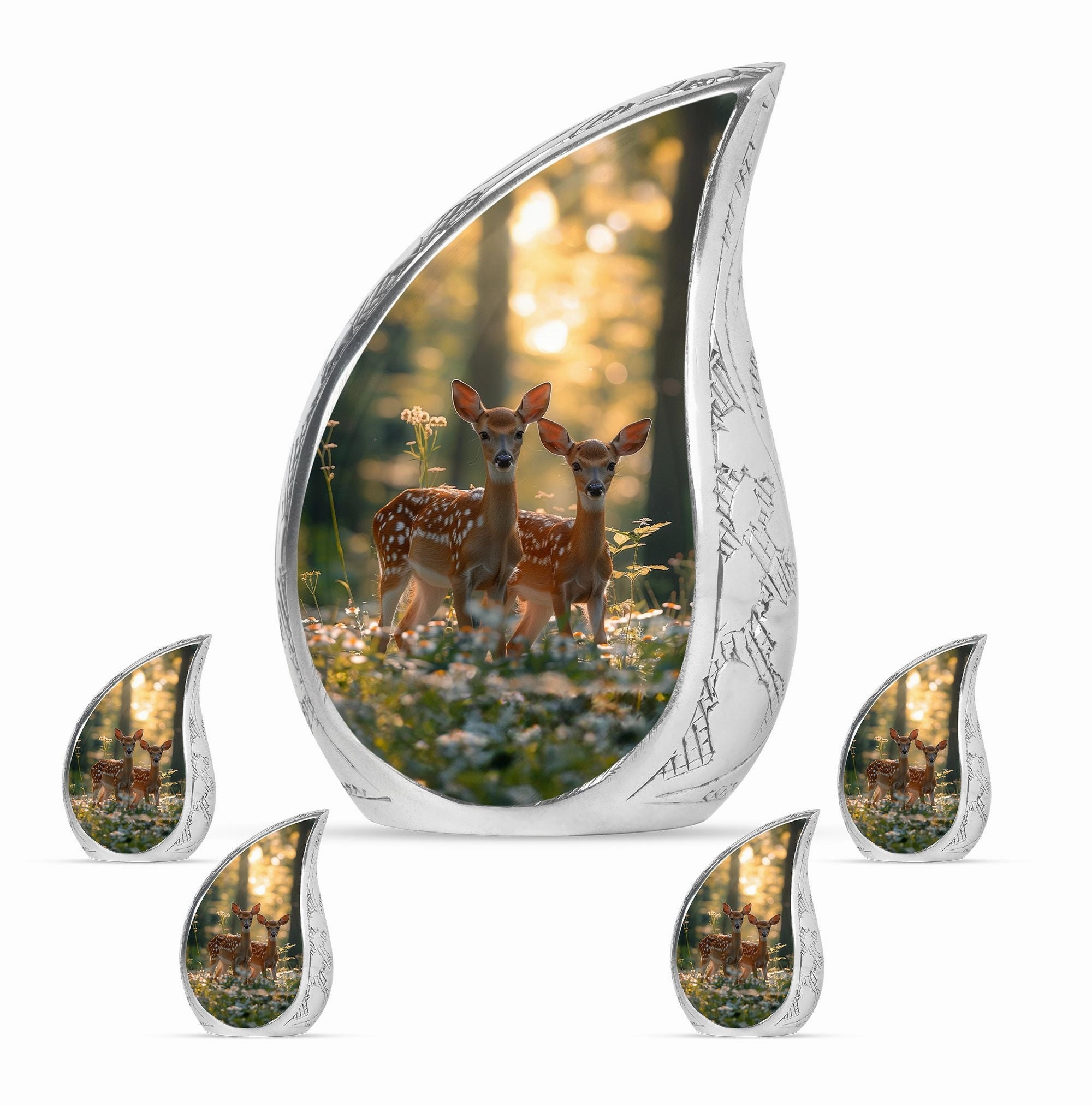 Deer Family Cremation Metal Urns For Human Ashes Memorial & Funeral Urn