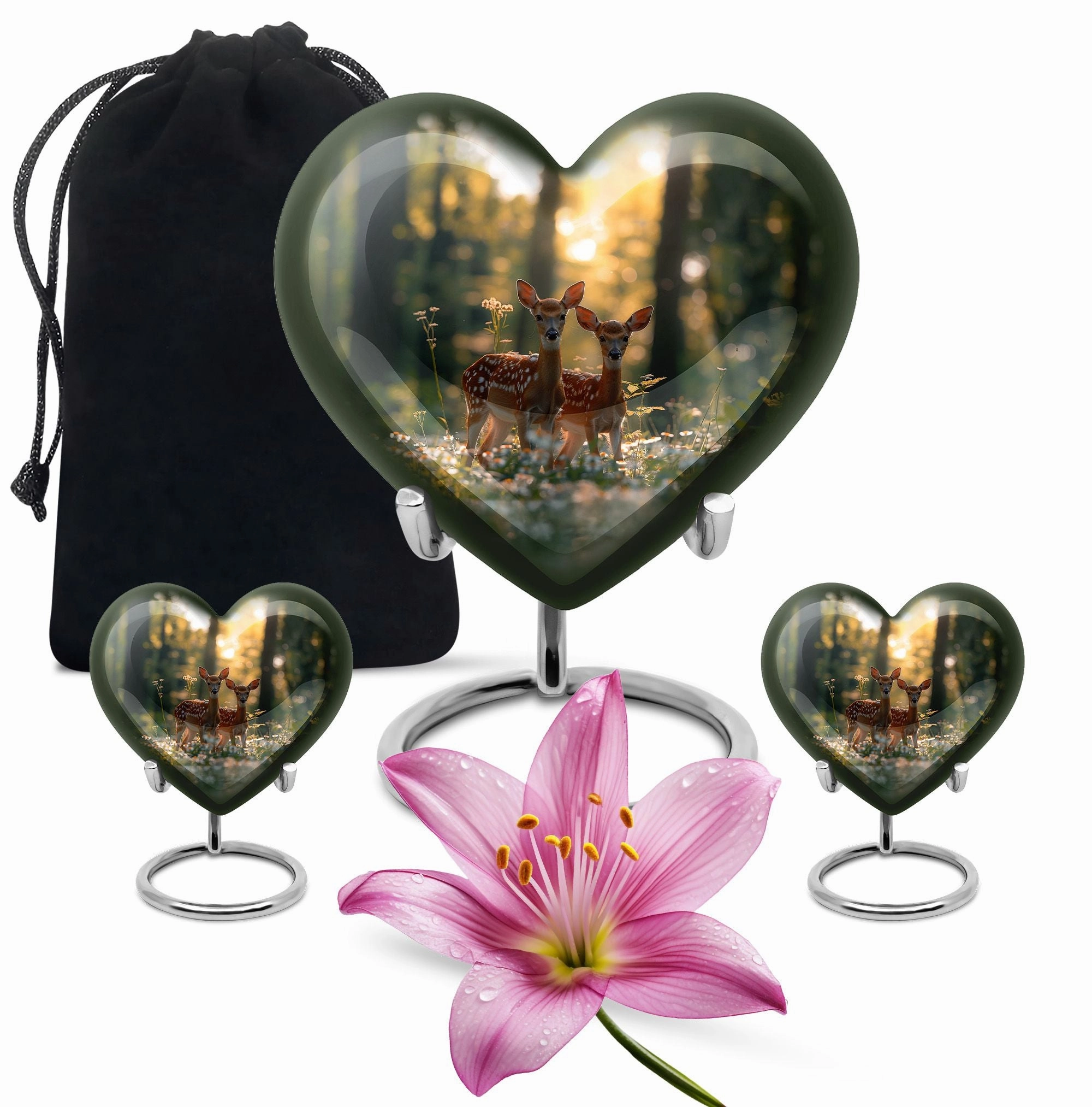 Deer Family Cremation Metal Urns For Human Ashes Memorial & Funeral Urn