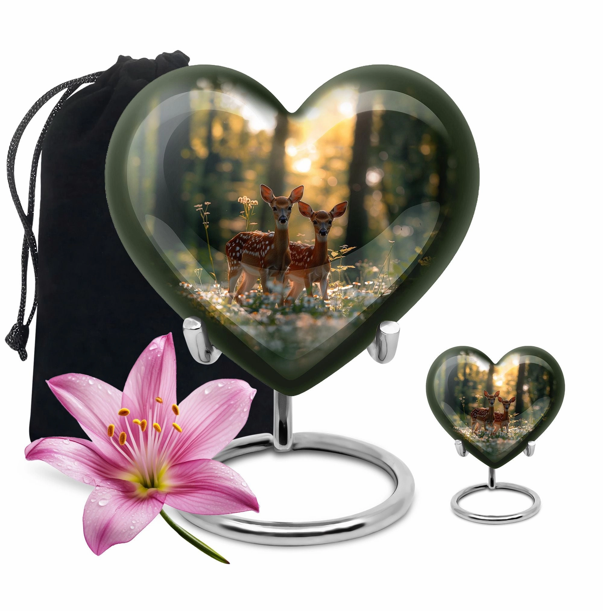 Deer Family Cremation Metal Urns For Human Ashes Memorial & Funeral Urn