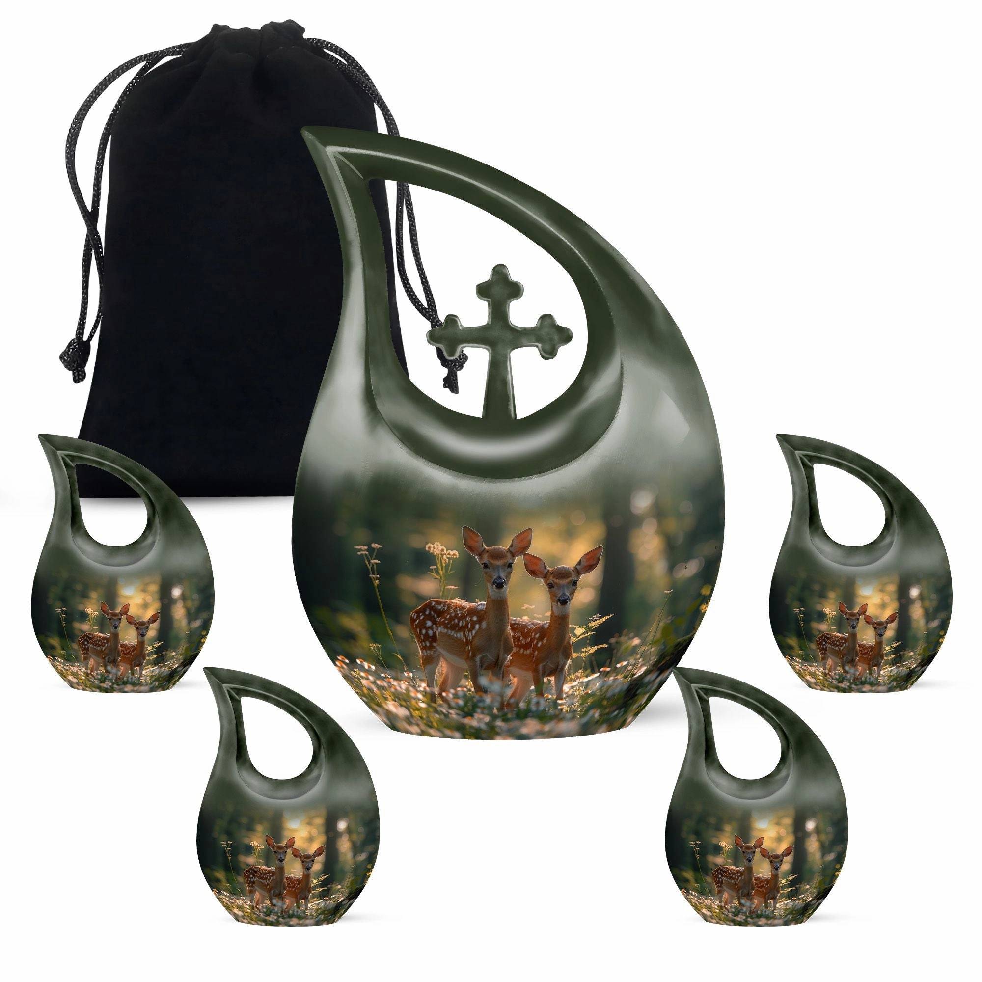 Deer Family Cremation Metal Urns For Human Ashes Memorial & Funeral Urn
