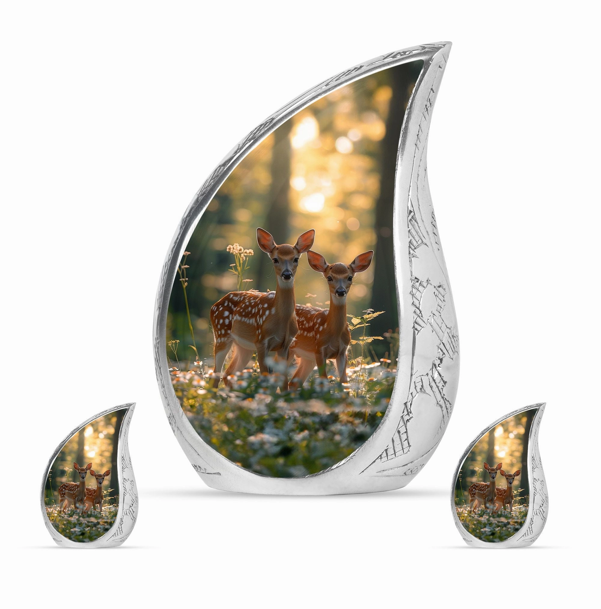 Deer Family Cremation Metal Urns For Human Ashes Memorial & Funeral Urn