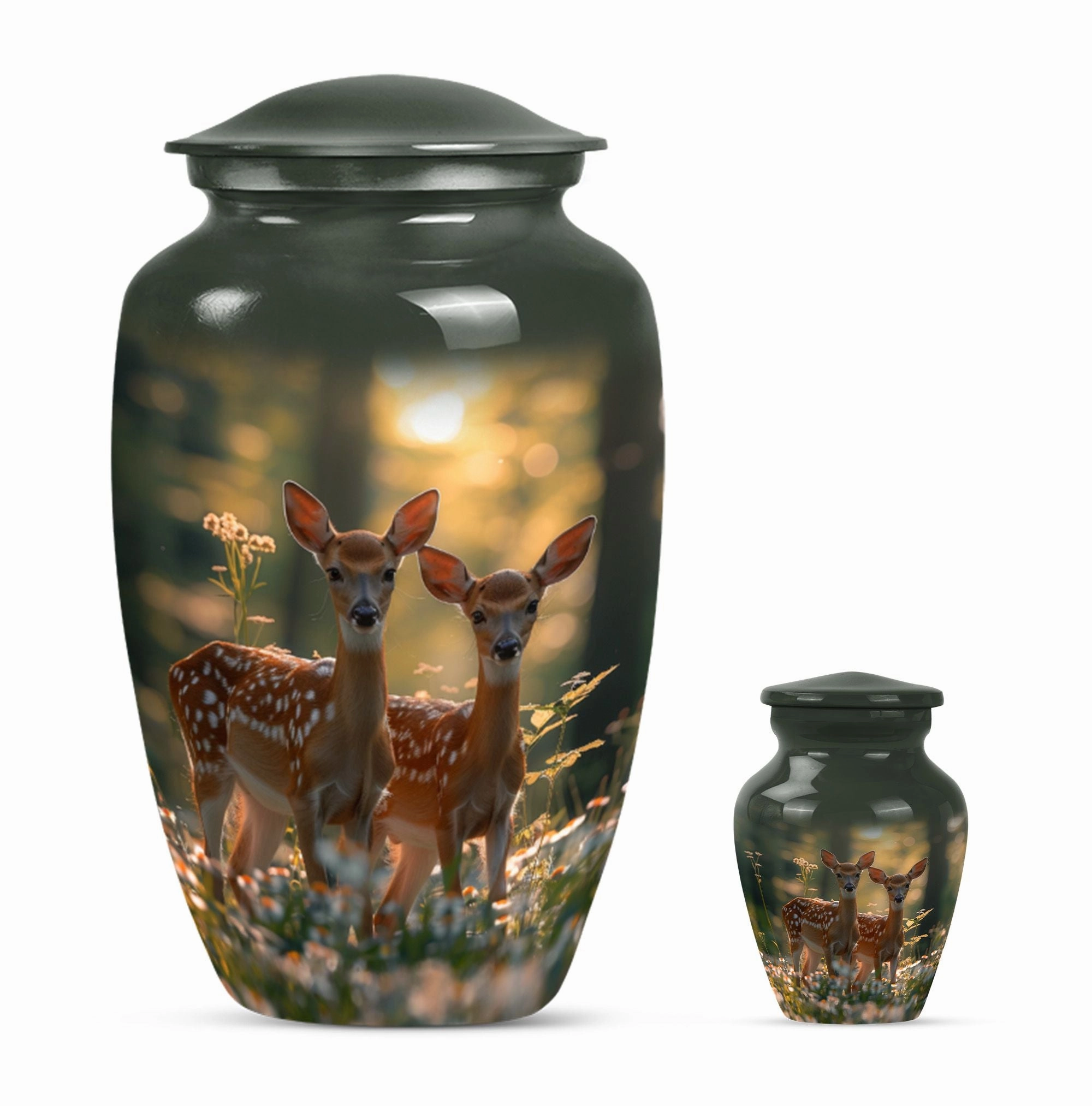 Deer Family Cremation Metal Urns For Human Ashes Memorial & Funeral Urn