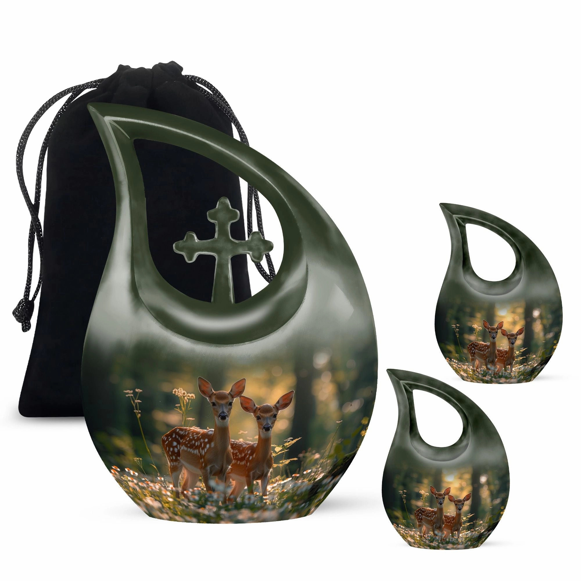 Deer Family Cremation Metal Urns For Human Ashes Memorial & Funeral Urn