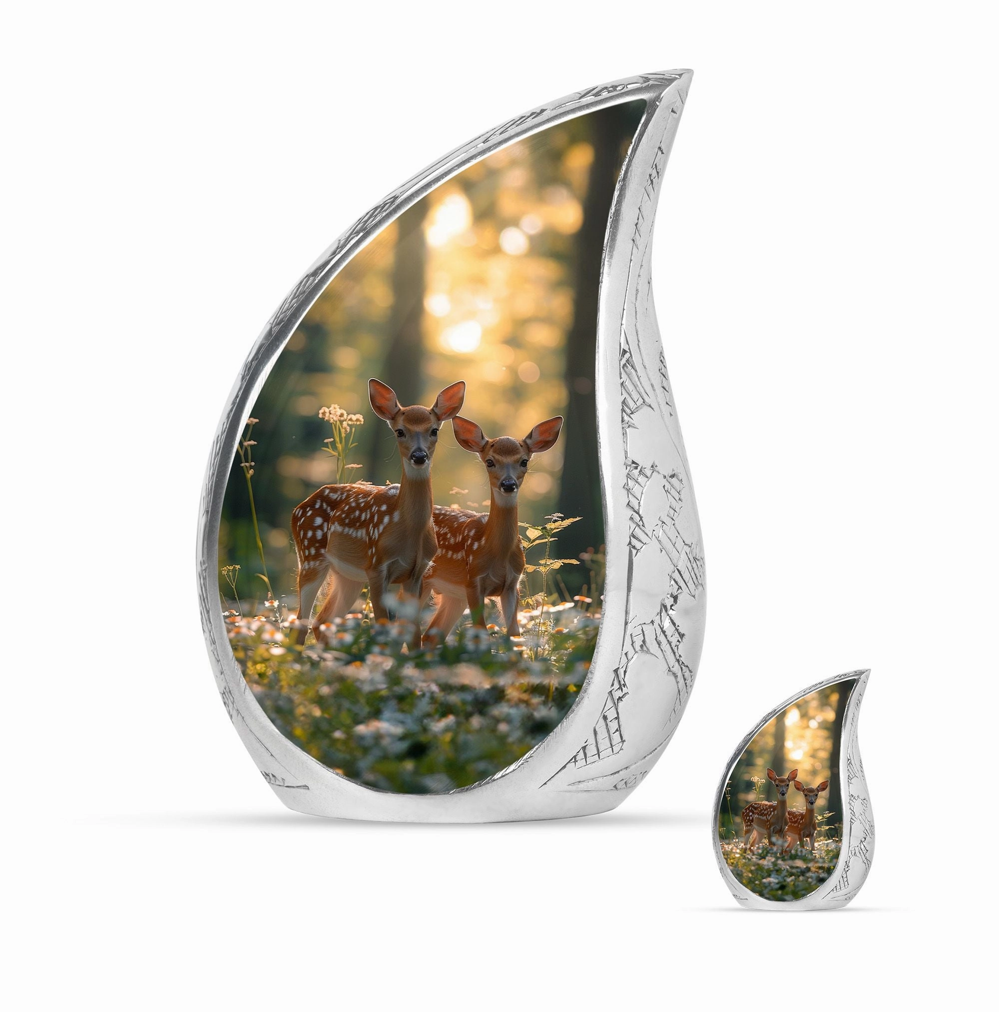 Deer Family Cremation Metal Urns For Human Ashes Memorial & Funeral Urn