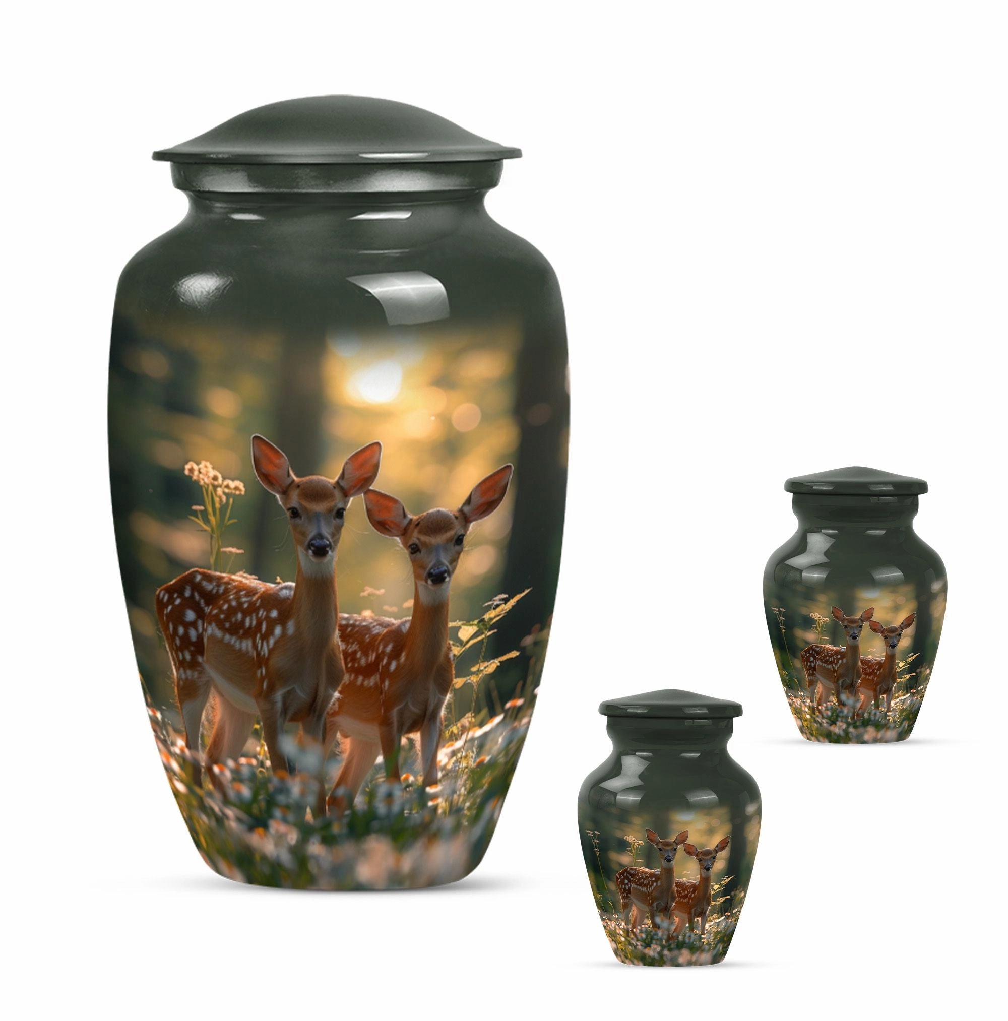 Deer Family Cremation Metal Urns For Human Ashes Memorial & Funeral Urn
