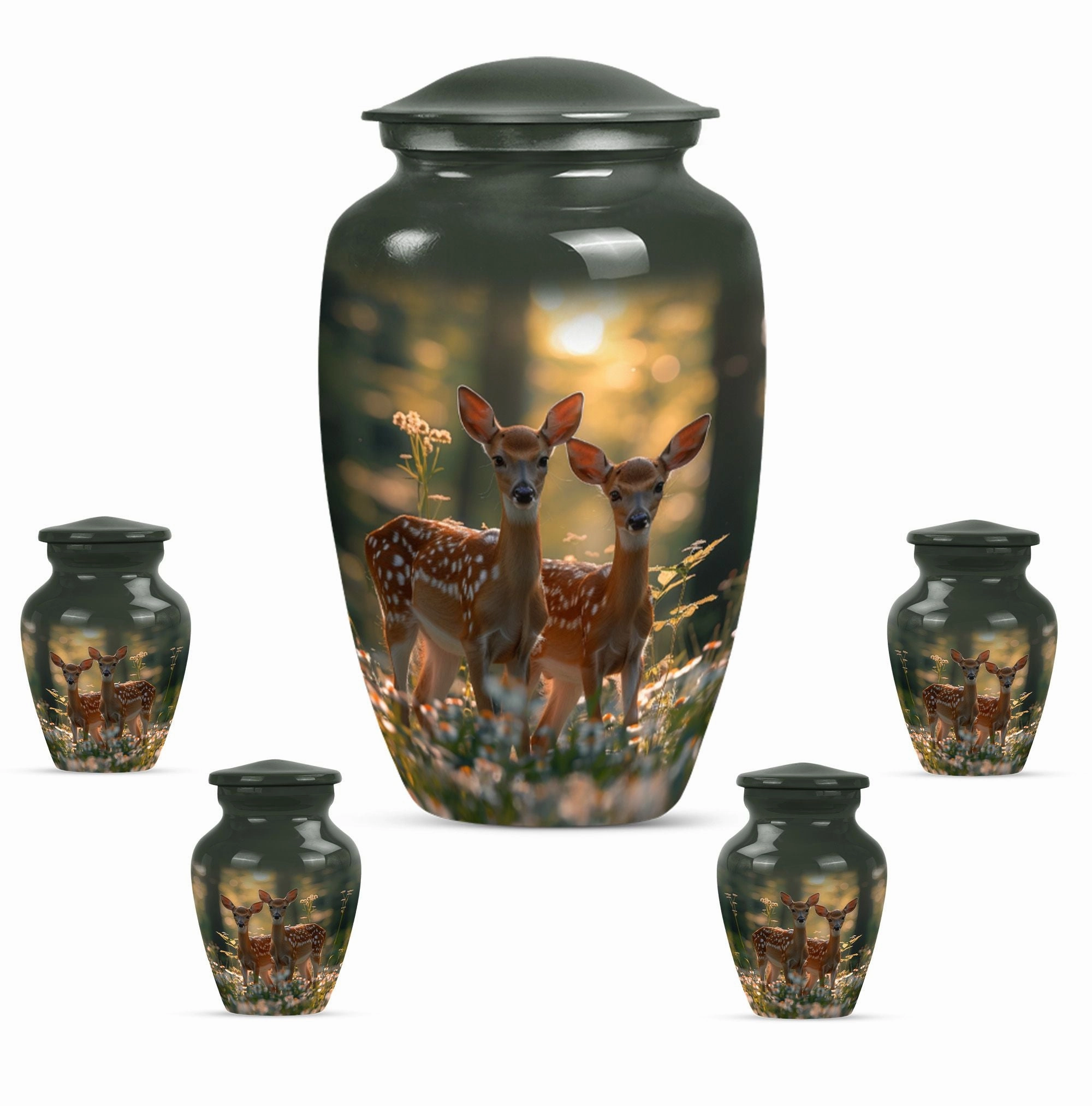 Deer Family Cremation Metal Urns For Human Ashes Memorial & Funeral Urn