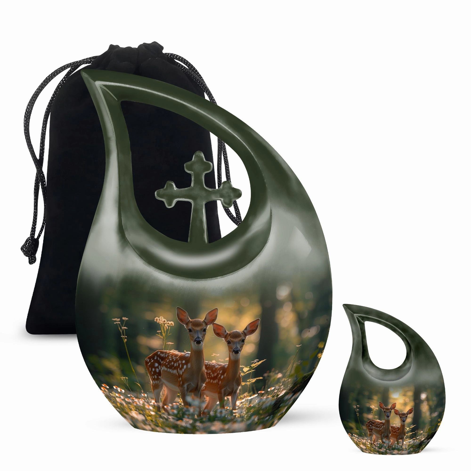 Deer Family Cremation Metal Urns For Human Ashes Memorial & Funeral Urn