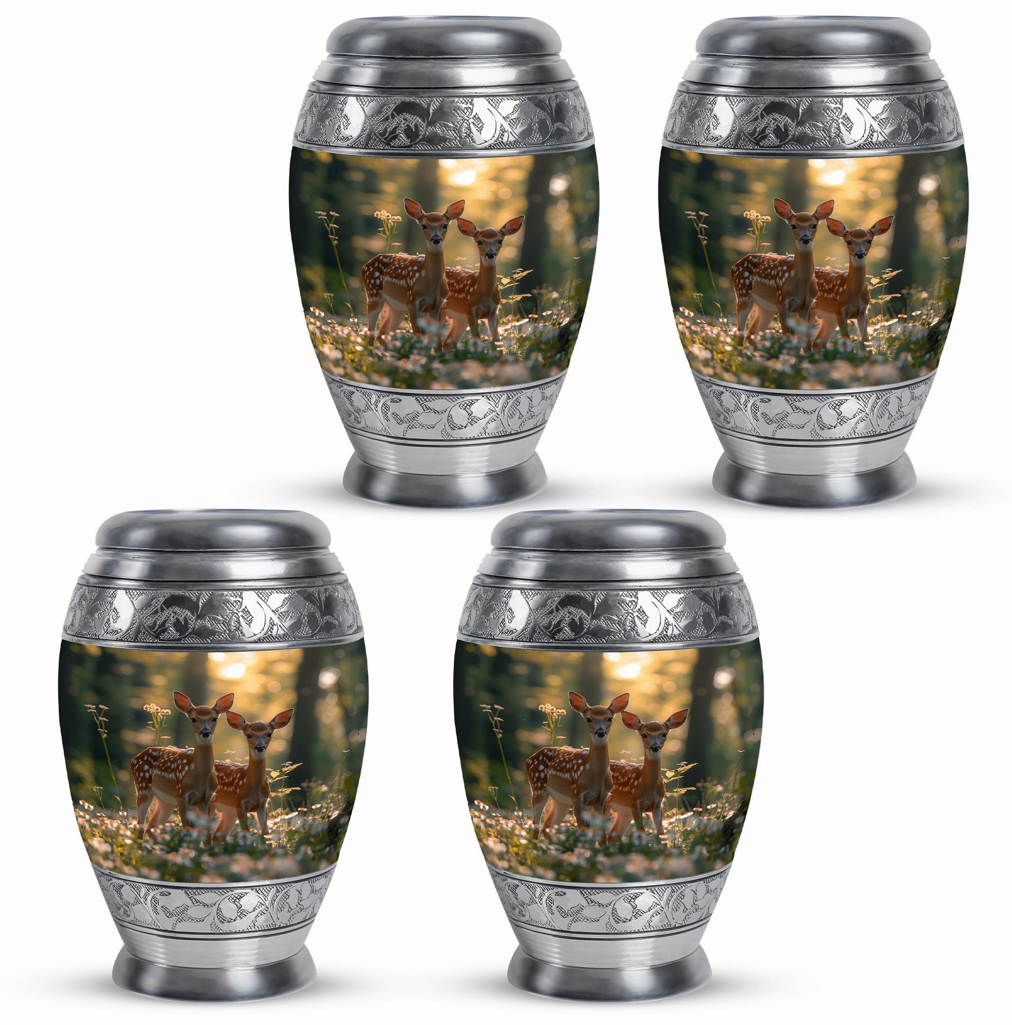 Deer Family Cremation Metal Urns For Human Ashes Memorial & Funeral Urn