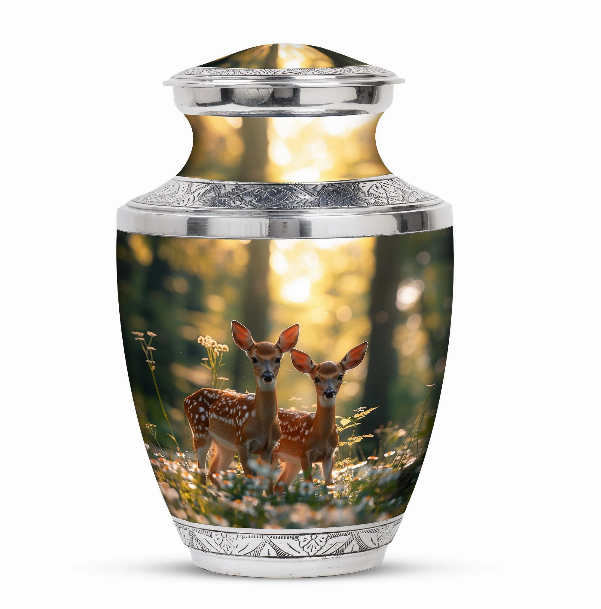 Deer Family Cremation Metal Urns For Human Ashes Memorial & Funeral Urn