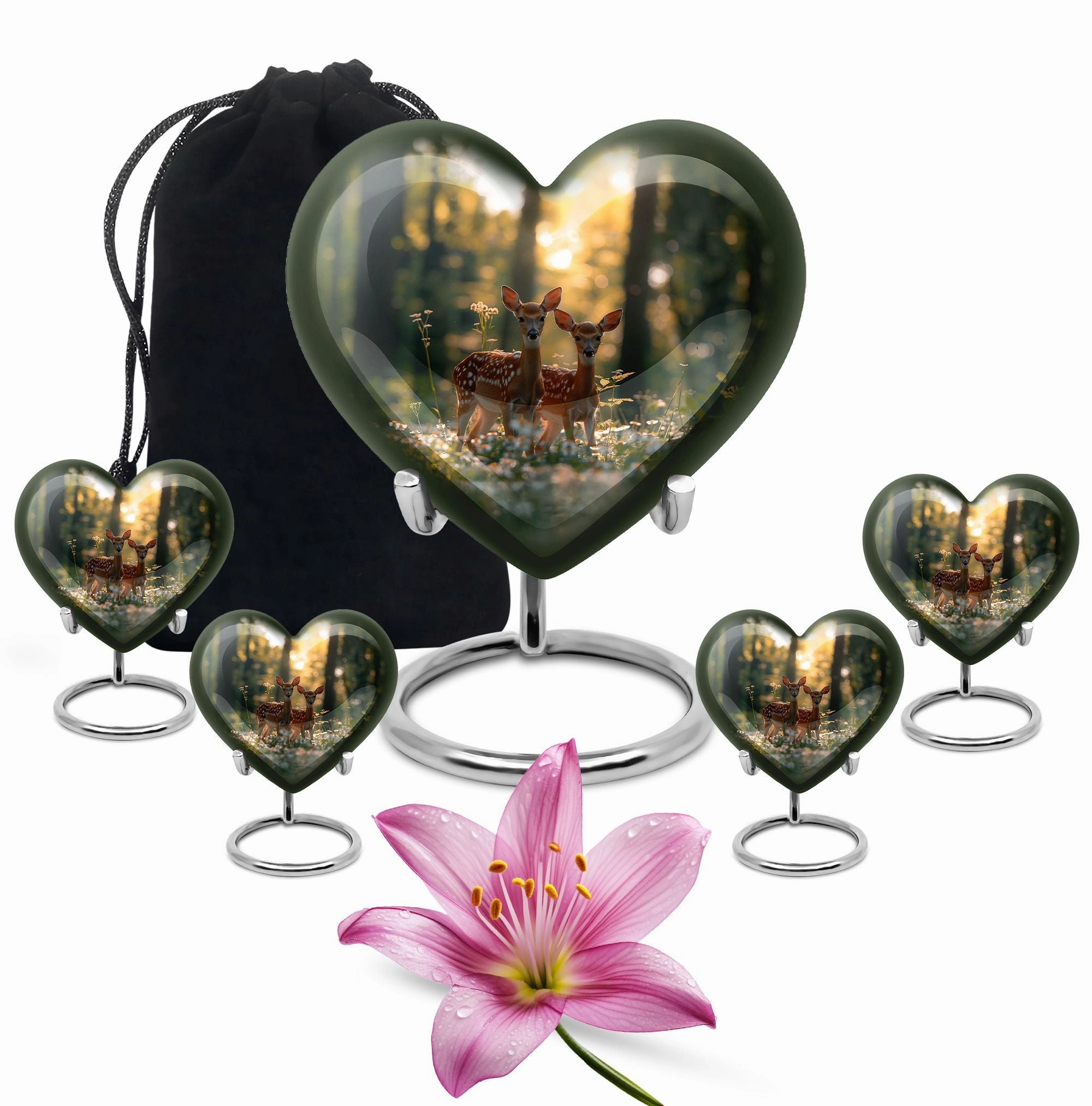Deer Family Cremation Metal Urns For Human Ashes Memorial & Funeral Urn