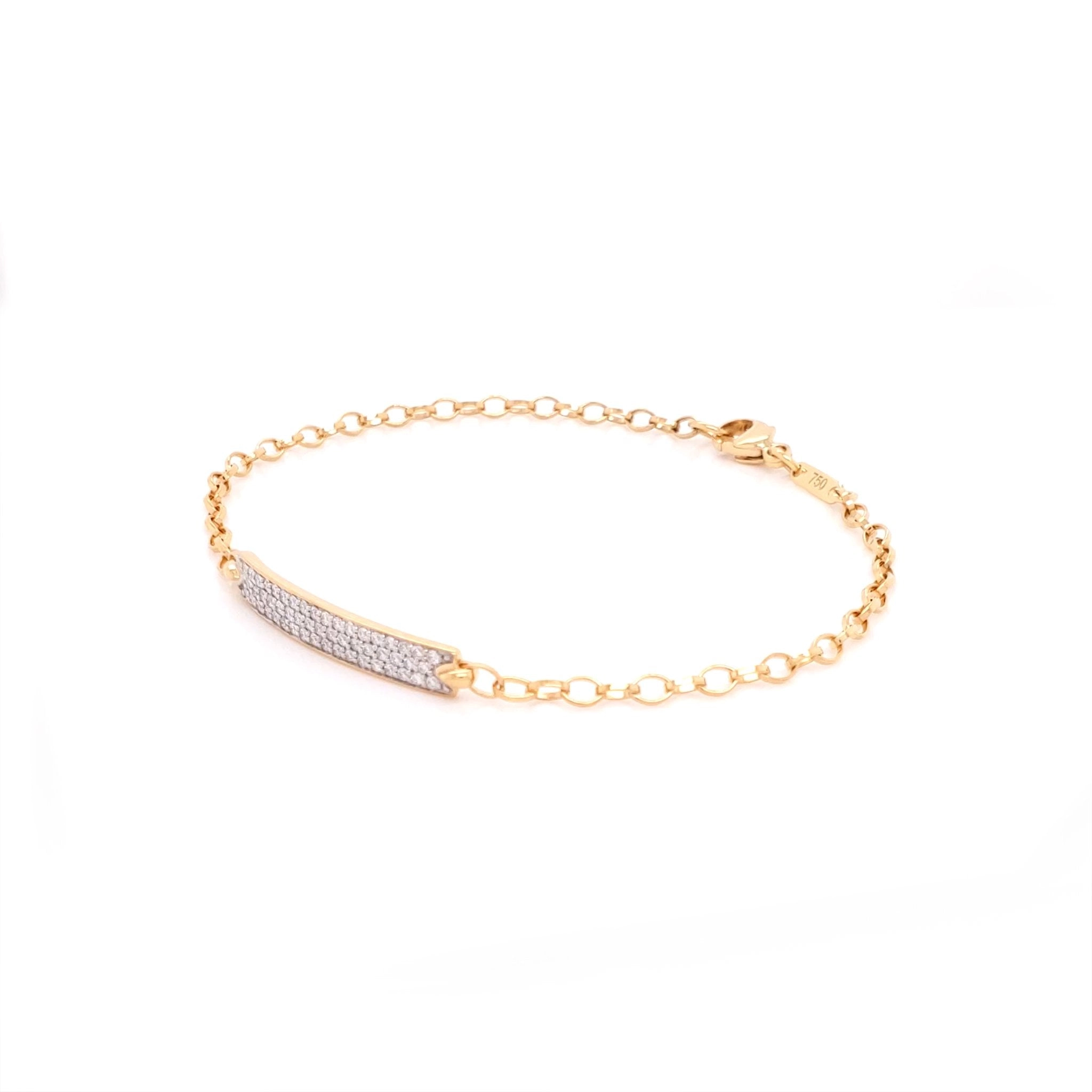 Diamond Pave "Carpe Diem" Petite Poesy 18K Yellow Gold Bracelet