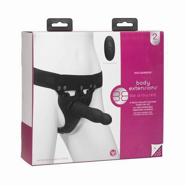 Doc Johnson - Body Extensions Be Aroused Vibrating 2 Piece Strap On Set (Black)