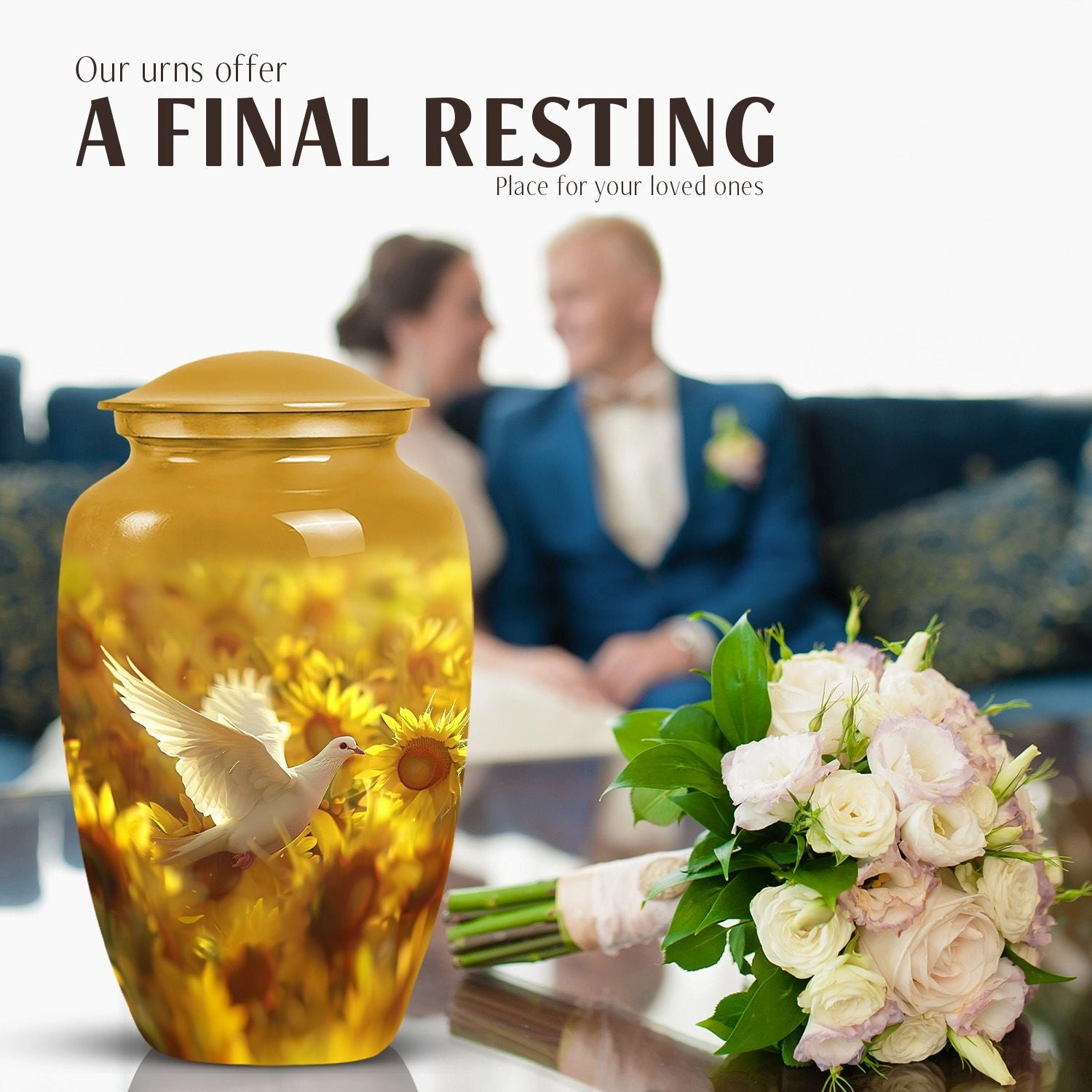 Dove Cremation Urn Vessel - Elegant Funeral Decorative Urn
