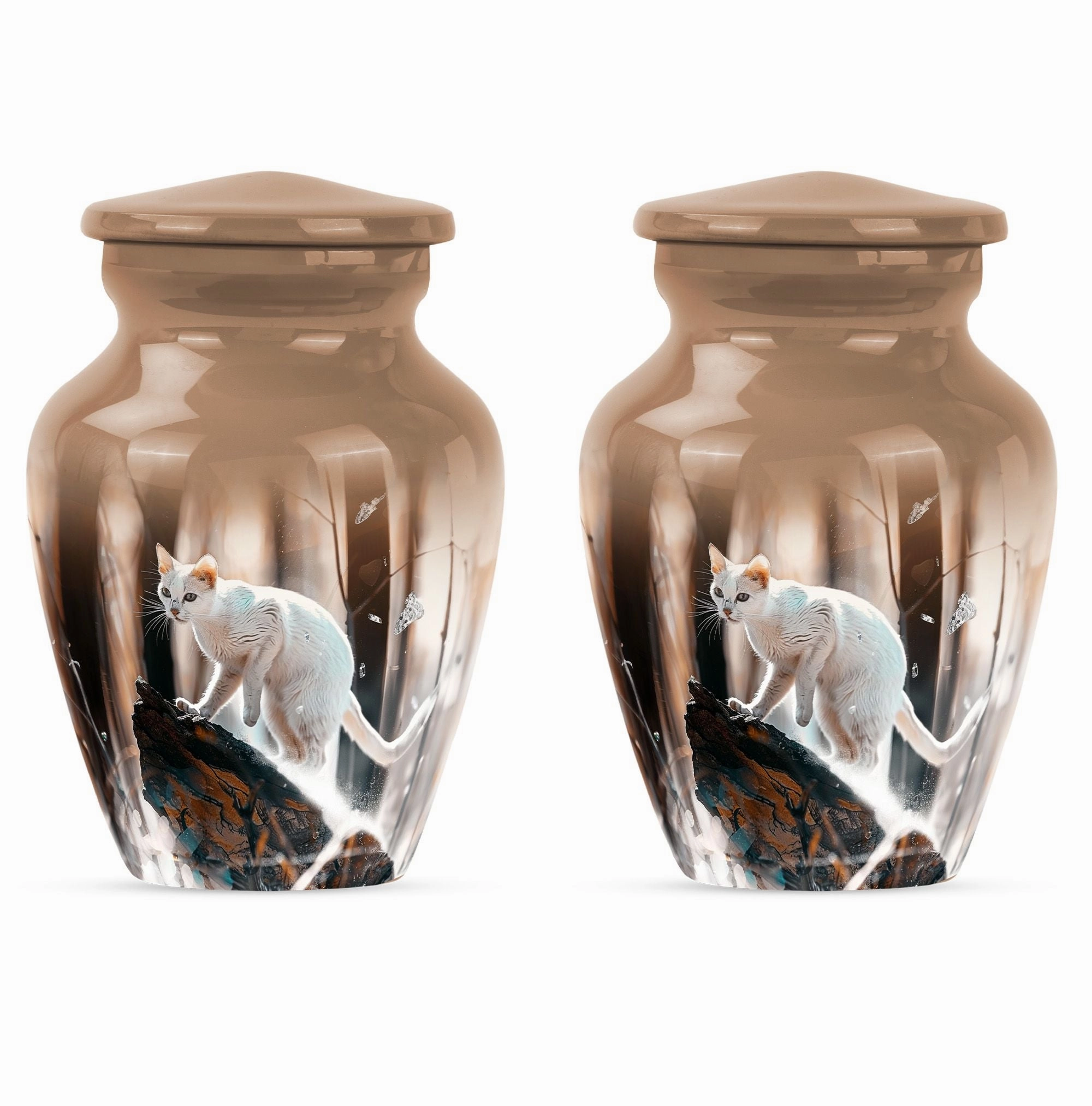 Elegant White Cat Cremation Urn for Tranquil Remembrance