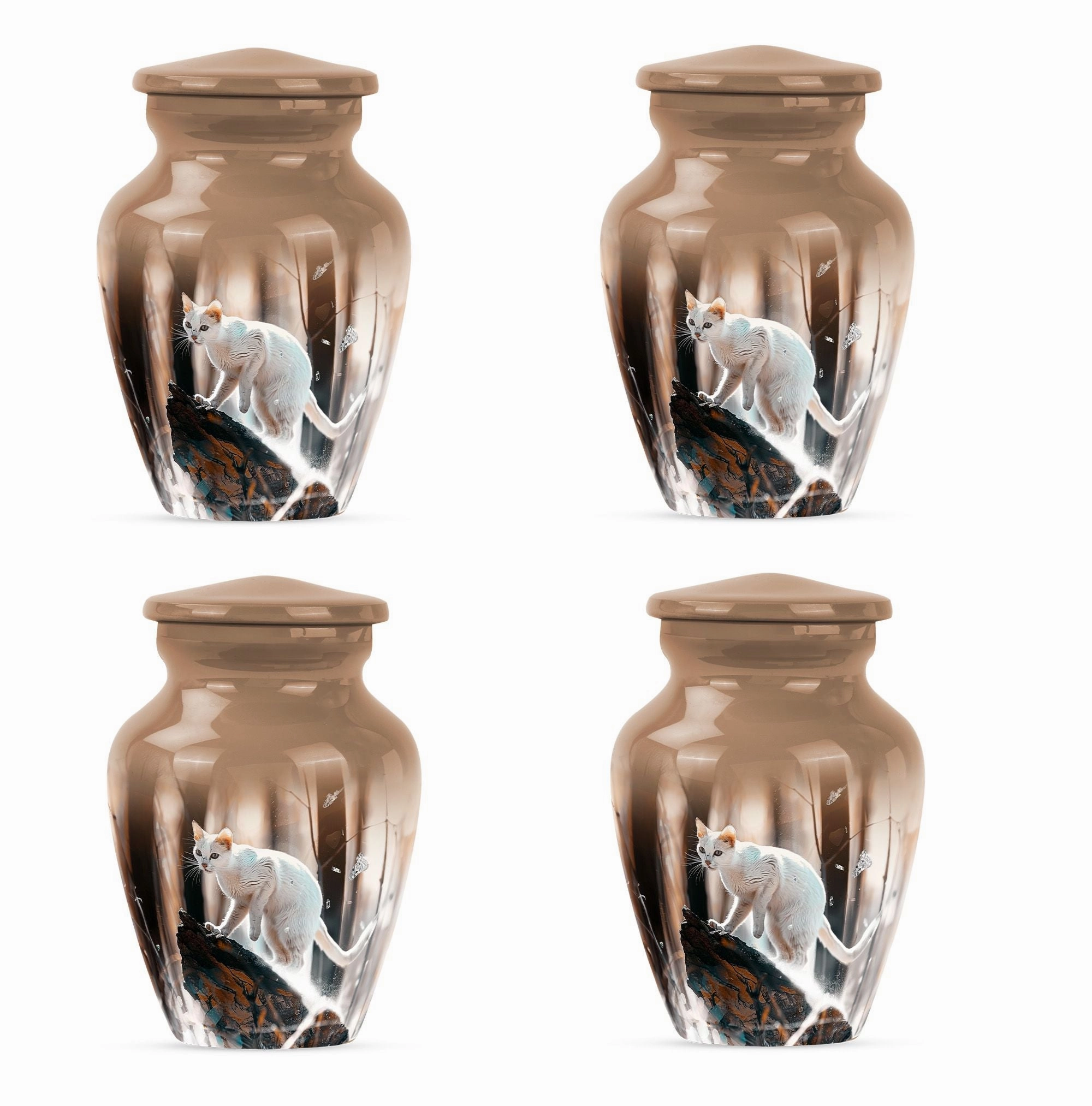 Elegant White Cat Cremation Urn for Tranquil Remembrance