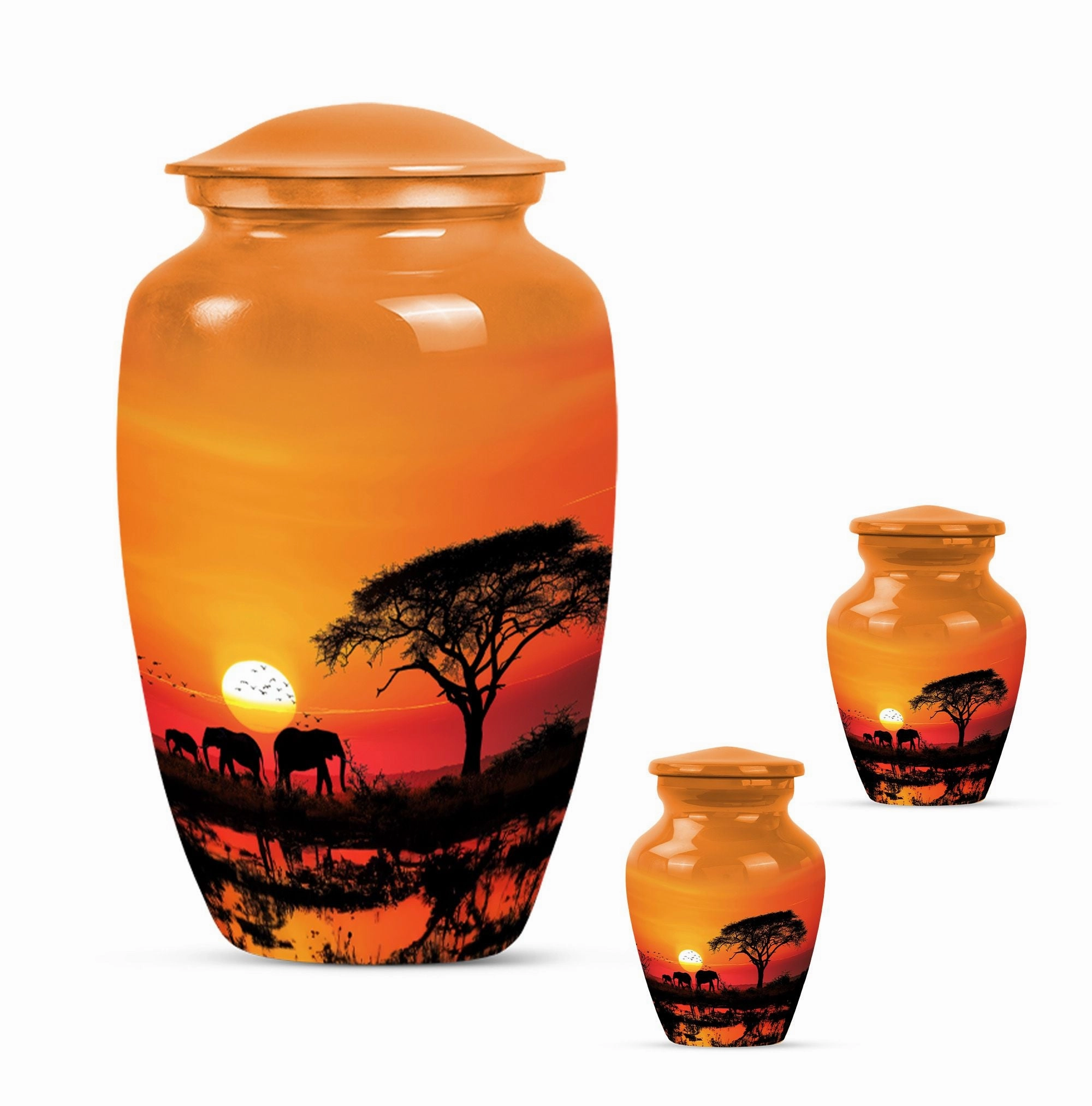 Elephant Family Cremation Urn - Large Urn For Adult Ashes