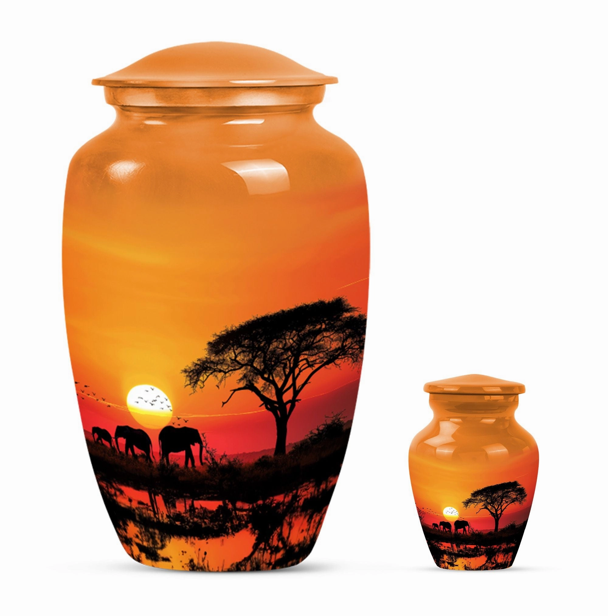 Elephant Family Cremation Urn - Large Urn For Adult Ashes