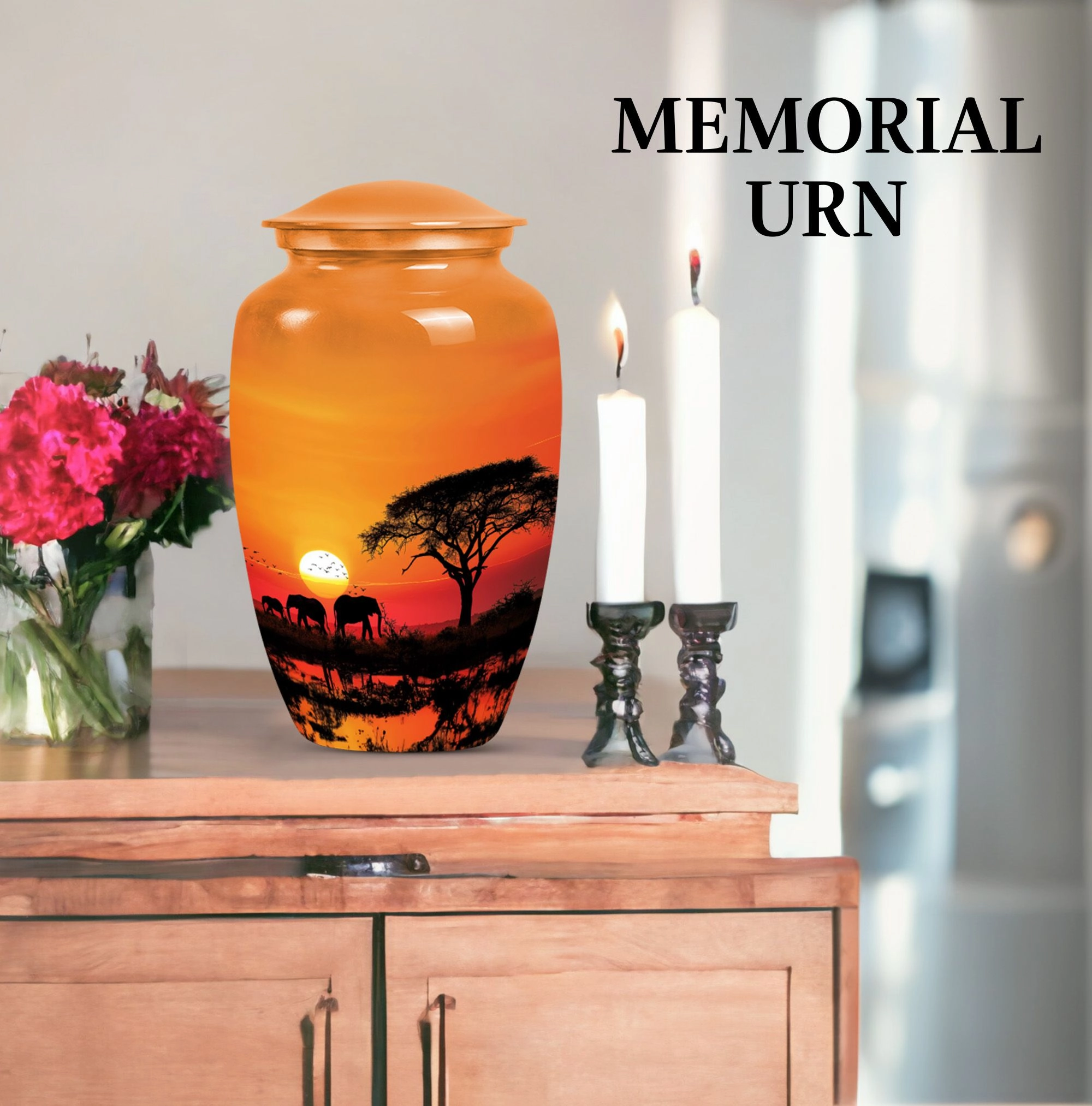 Elephant Family Cremation Urn - Large Urn For Adult Ashes