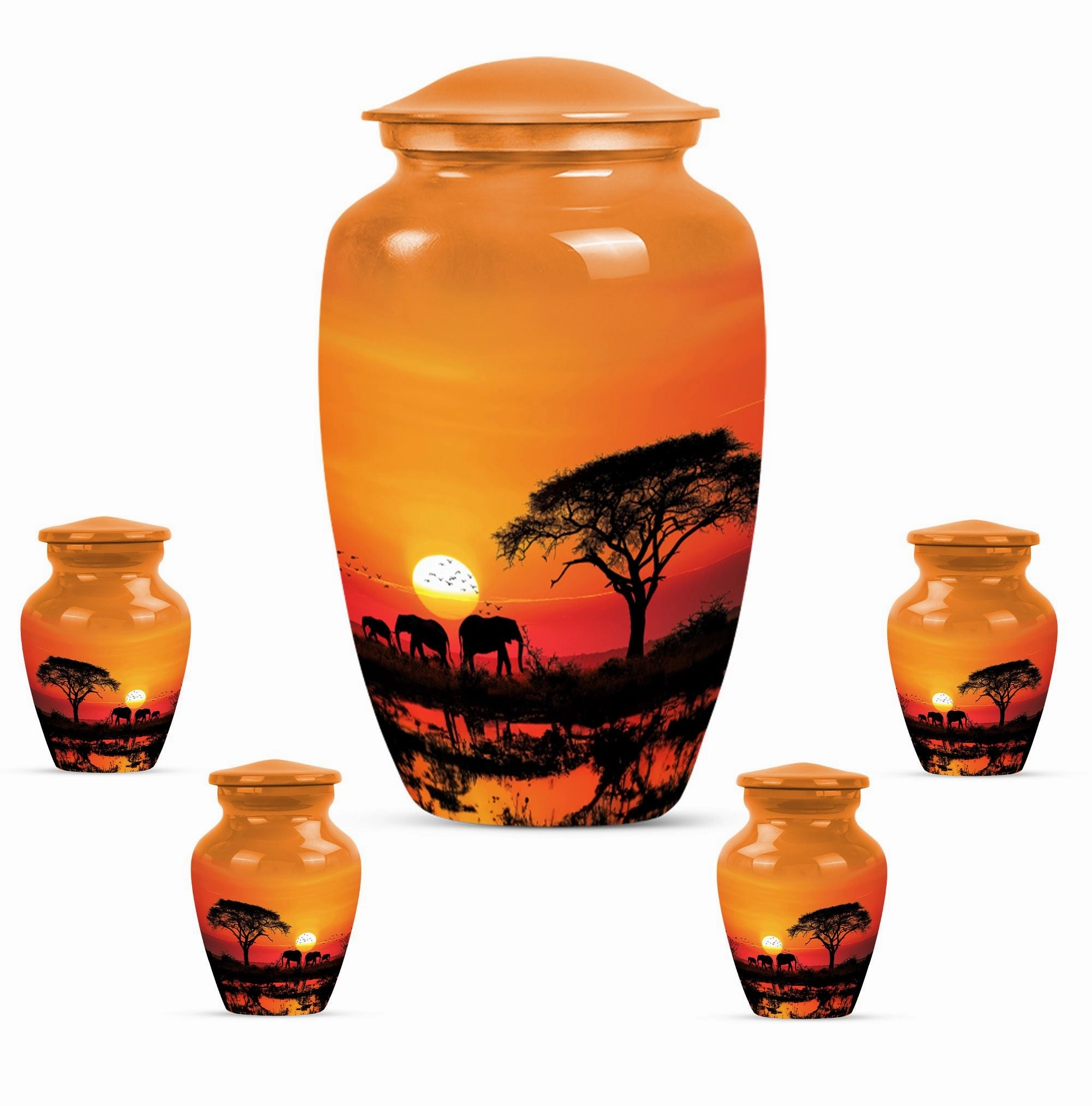 Elephant Family Cremation Urn - Large Urn For Adult Ashes