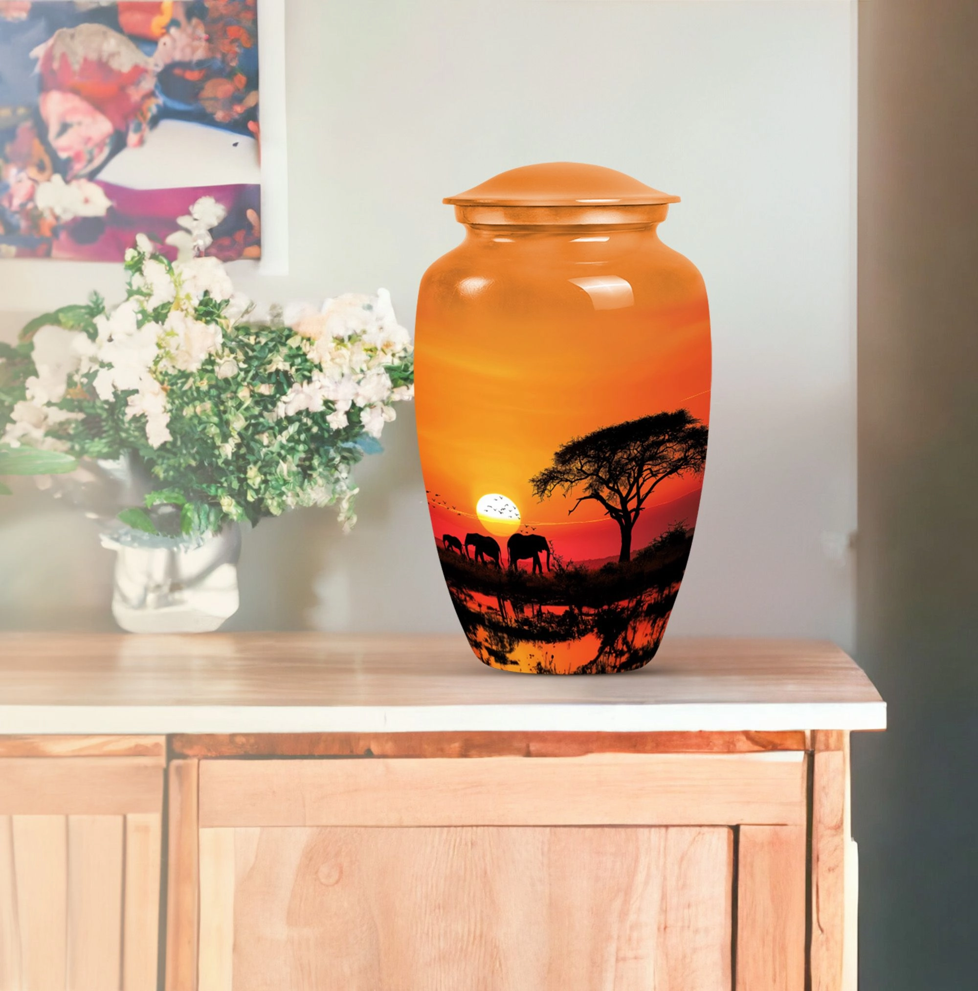 Elephant Family Cremation Urn - Large Urn For Adult Ashes