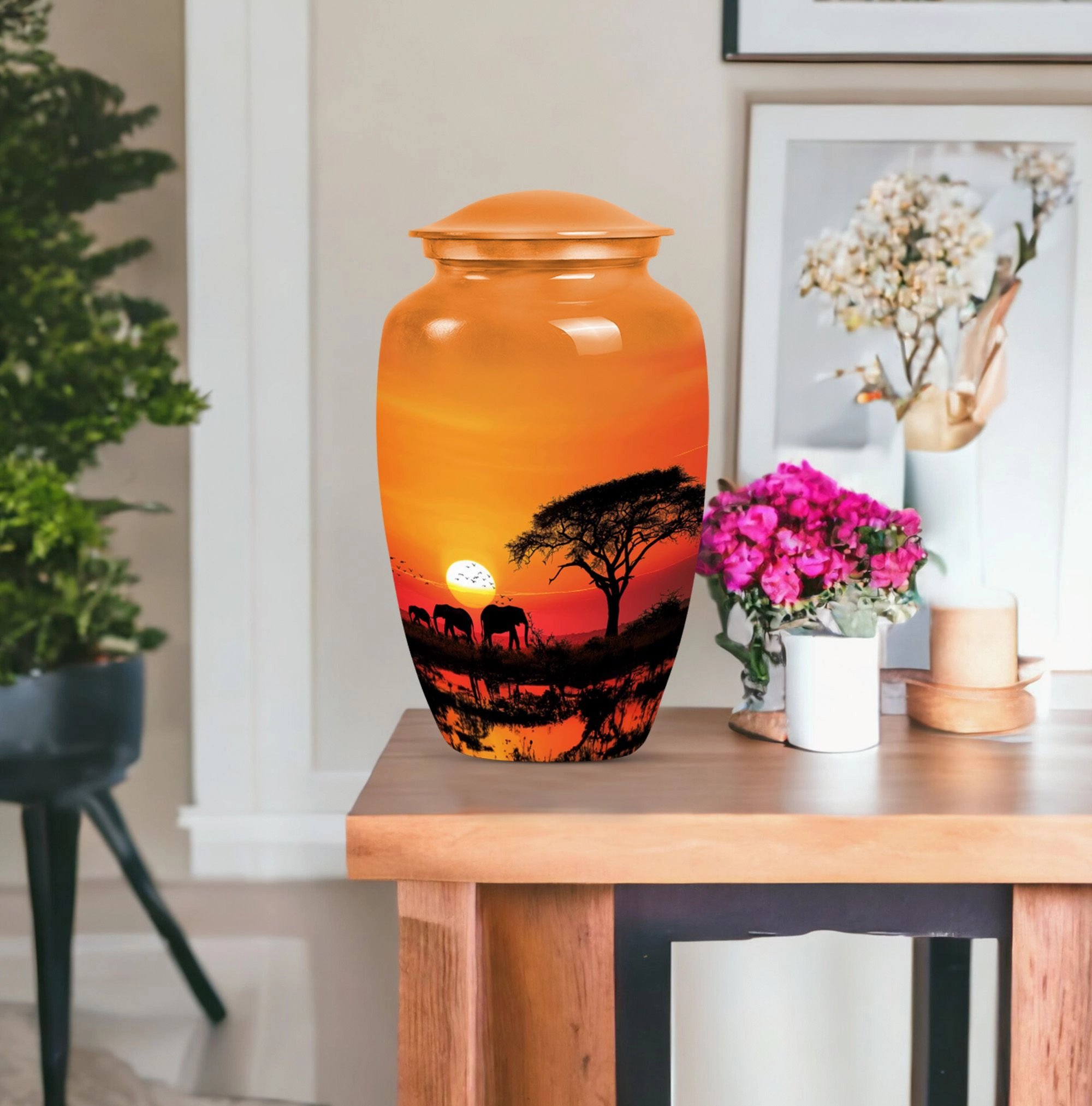 Elephant Family Cremation Urn - Large Urn For Adult Ashes