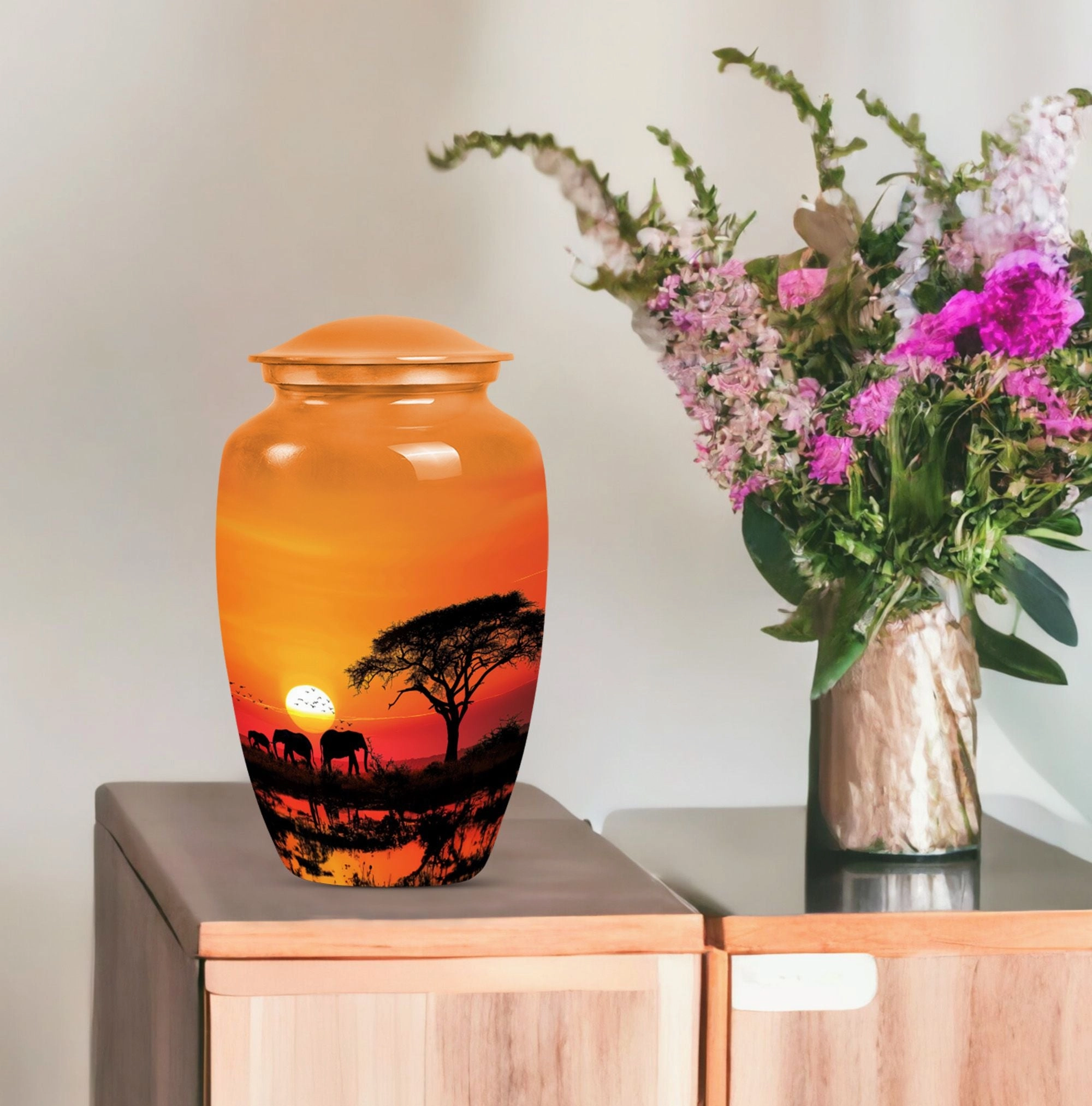 Elephant Family Cremation Urn - Large Urn For Adult Ashes