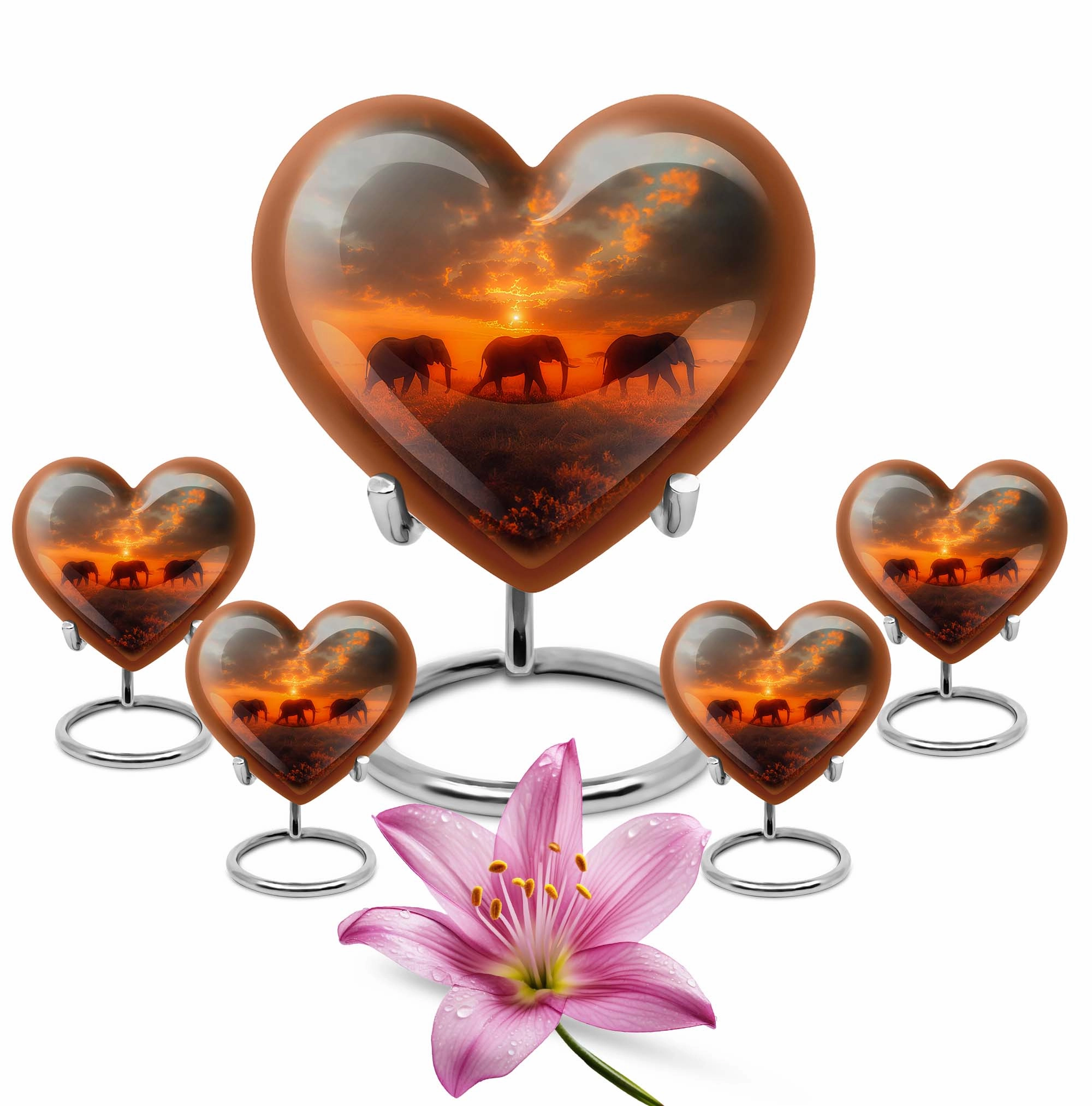 Elephant Family Paean - Brasenia Aluminum Funeral Urn