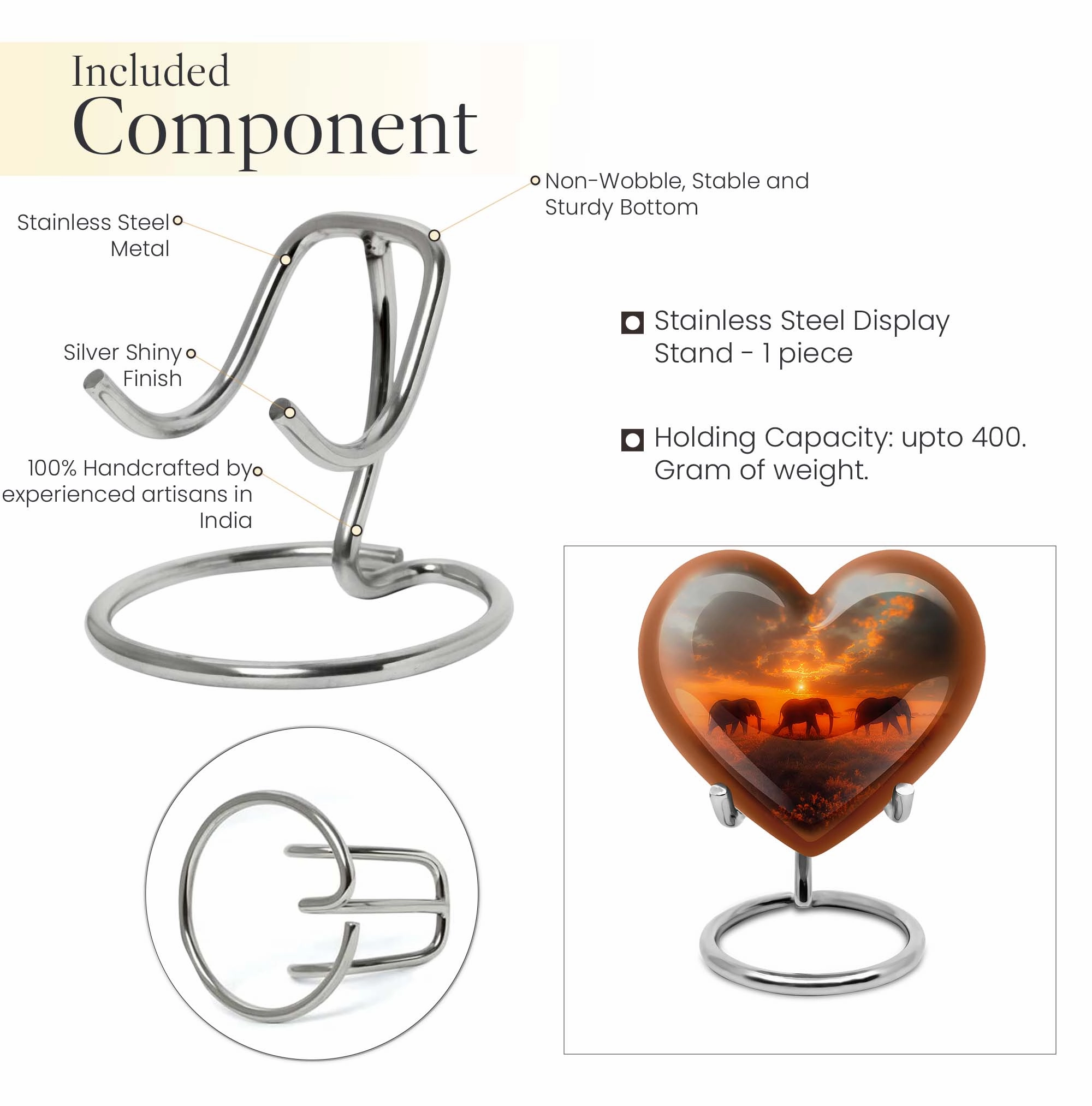 Elephant Family Paean - Brasenia Aluminum Funeral Urn