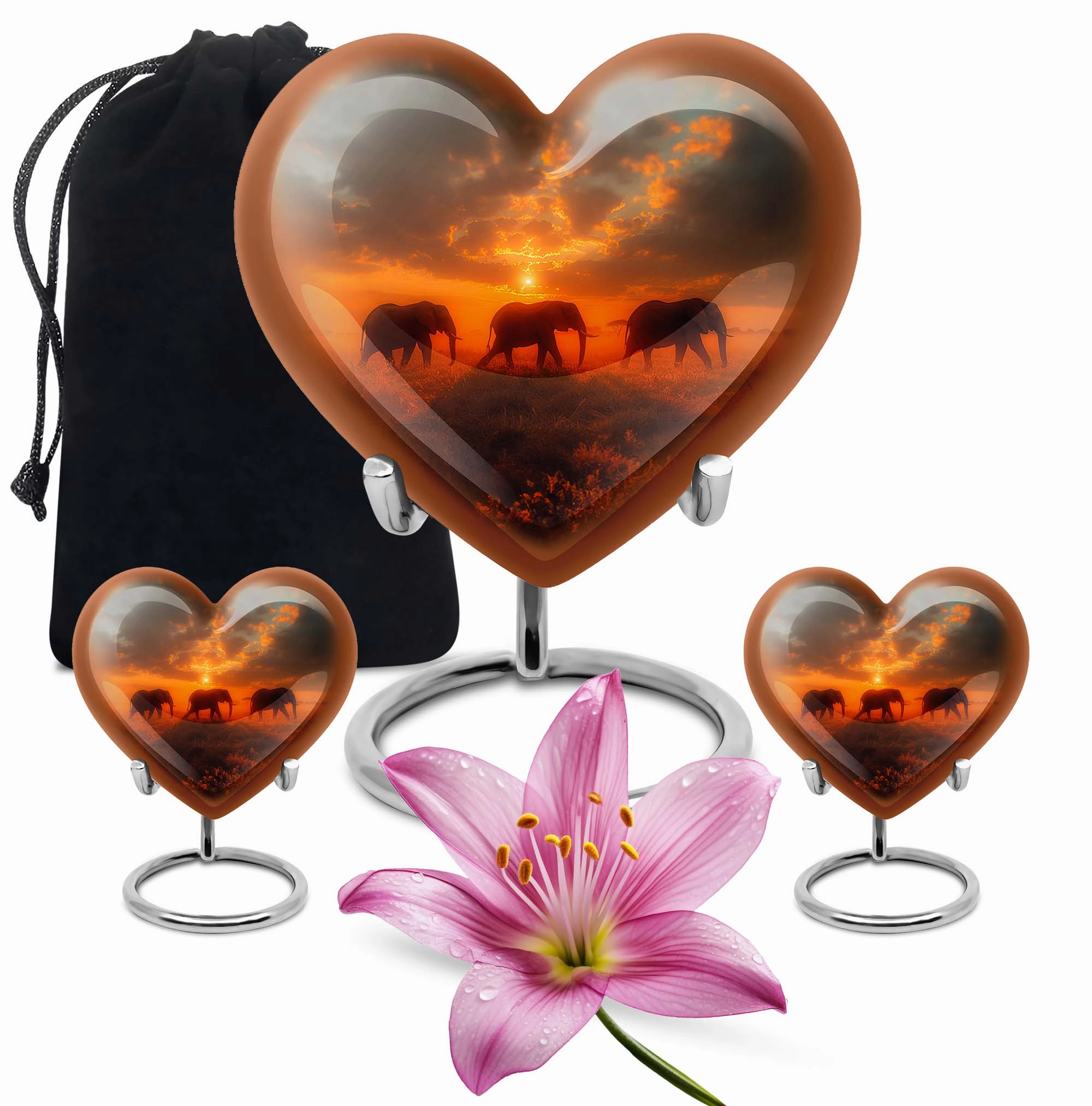 Elephant Family Paean - Brasenia Aluminum Funeral Urn
