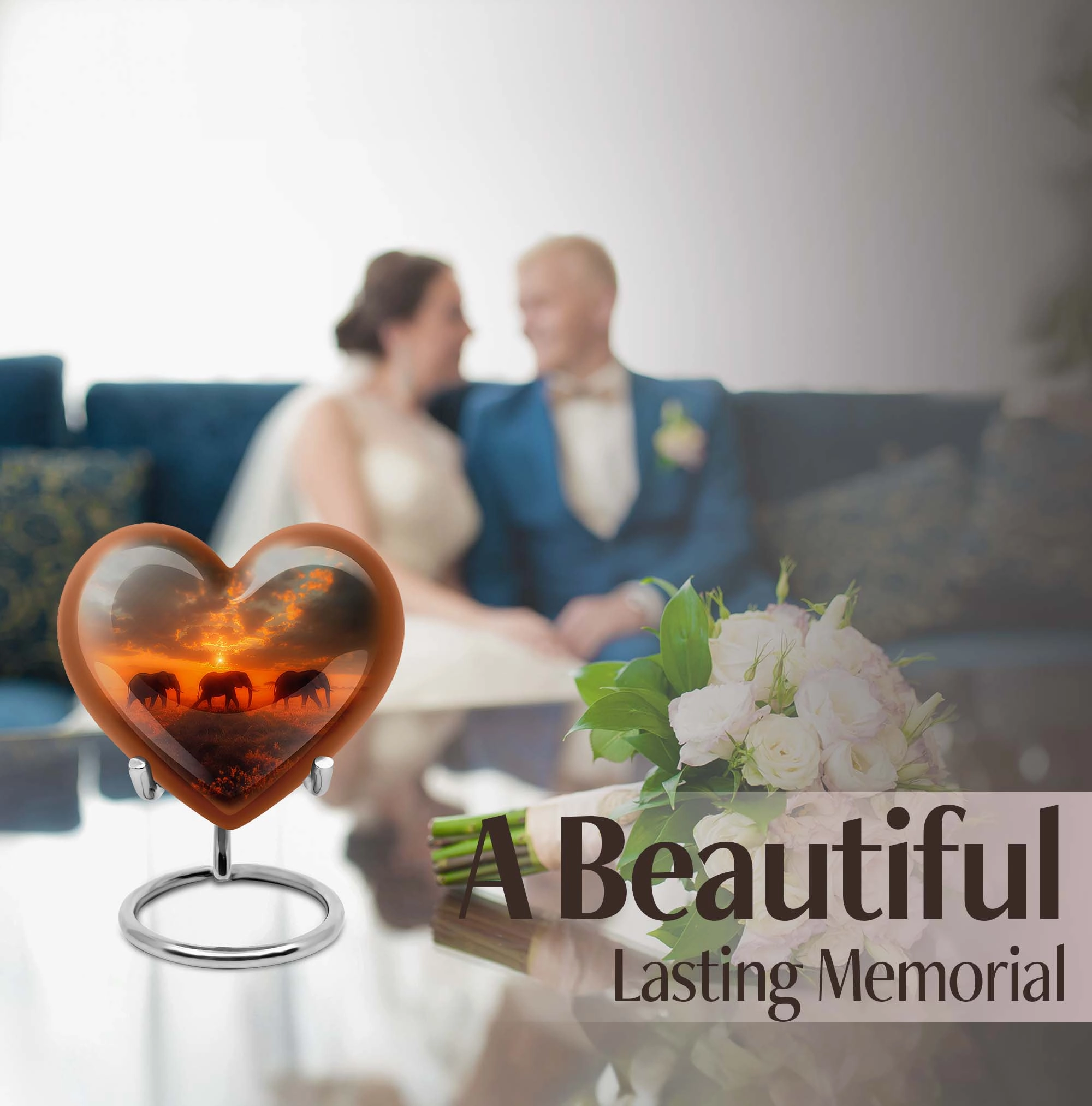 Elephant Family Paean - Brasenia Aluminum Funeral Urn