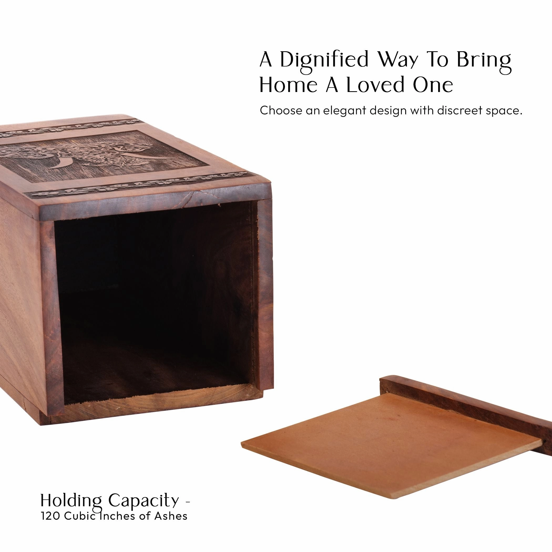 Elephant Wooden Decorative Cremation Urn for Adult Female Mom