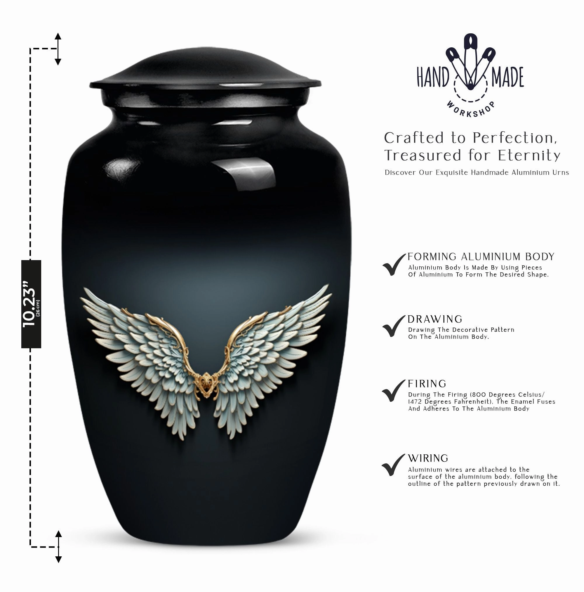 EternalRest Wings Blue Medium Memorial Urn