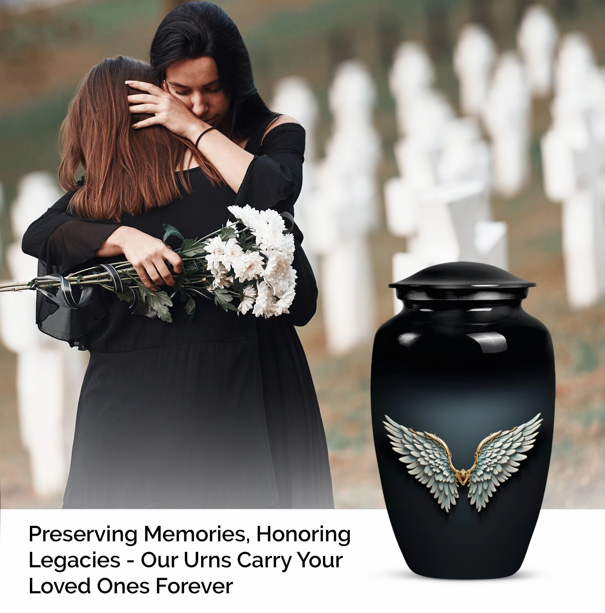 EternalRest Wings Blue Medium Memorial Urn