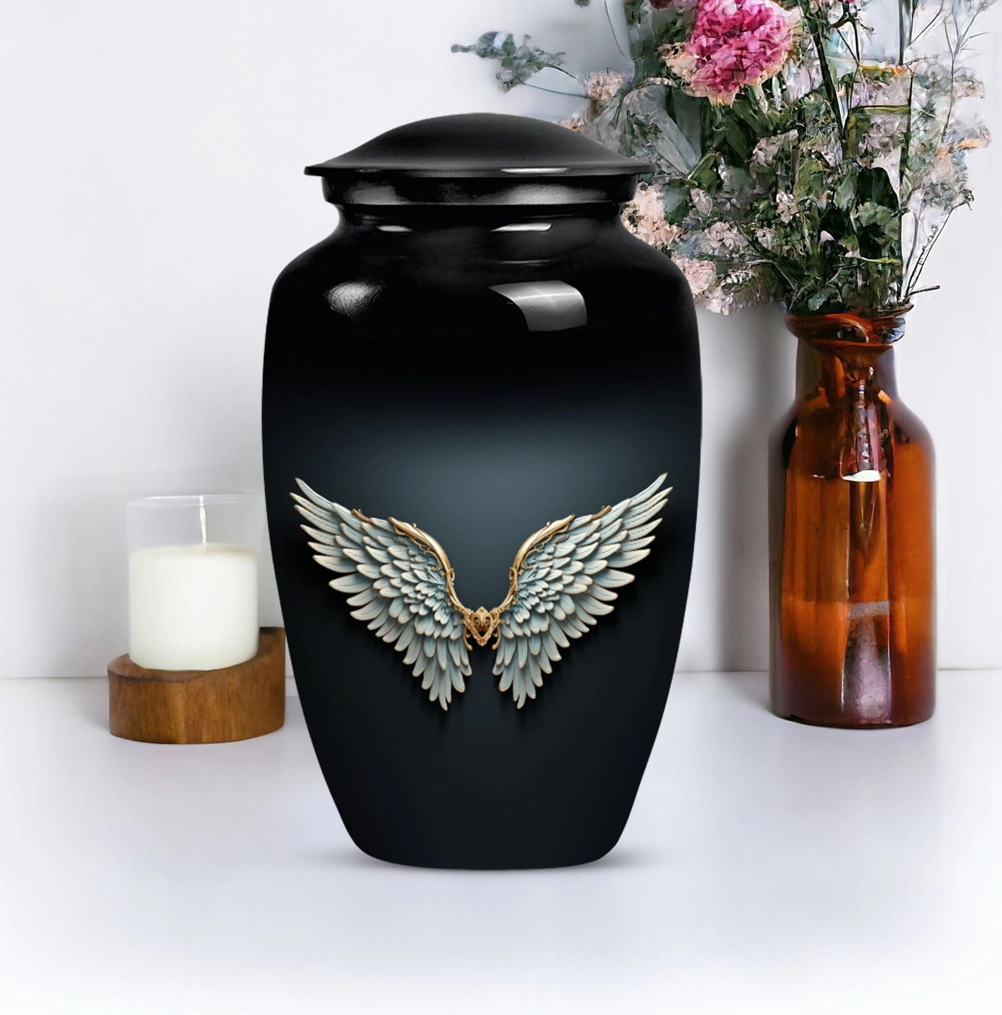 EternalRest Wings Blue Medium Memorial Urn