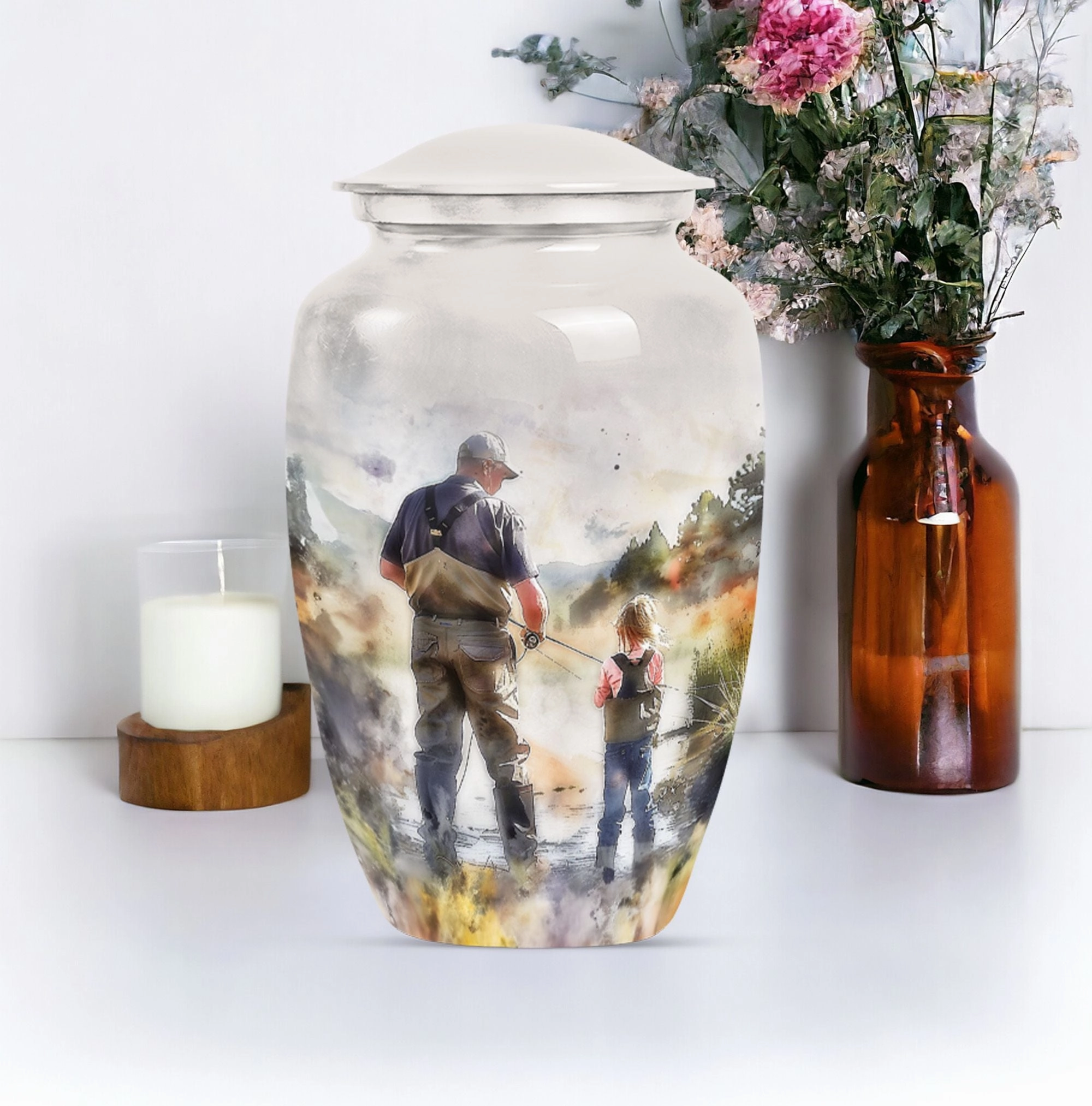 Fishing Cremation Urn - Tribute for Your Loved One Ashes