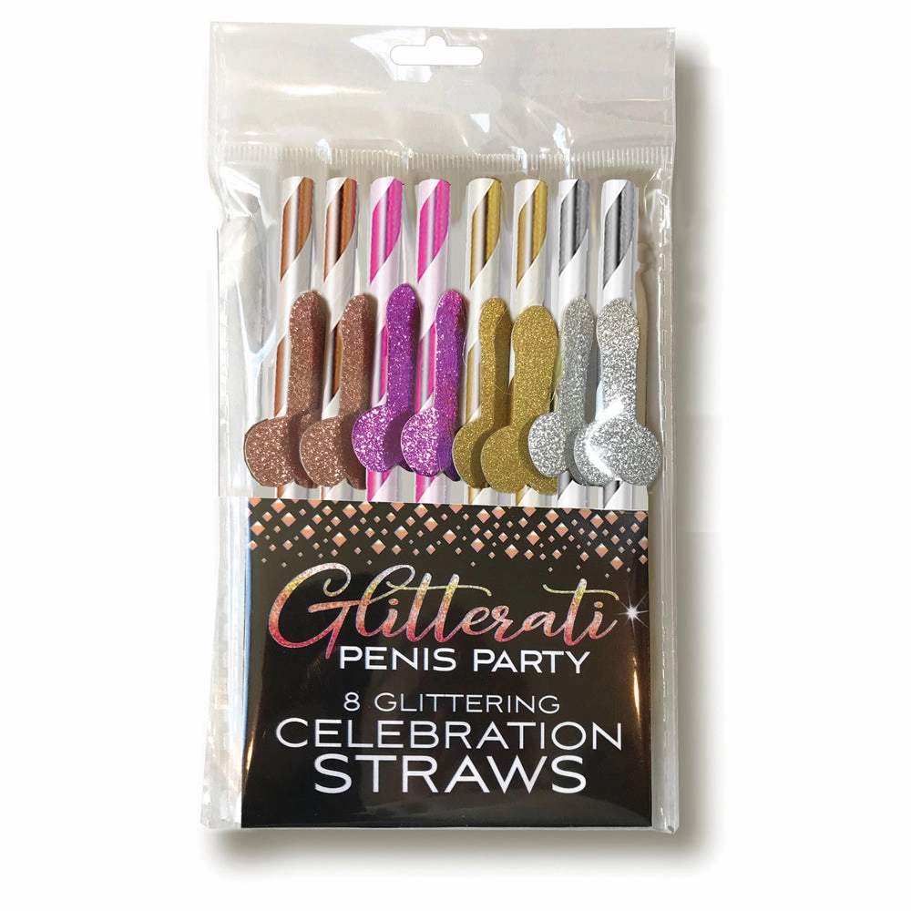 Glitterati Penis Party Glittering Cocktail Straws 8-Pack