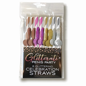 Glitterati Penis Party Glittering Cocktail Straws 8-Pack