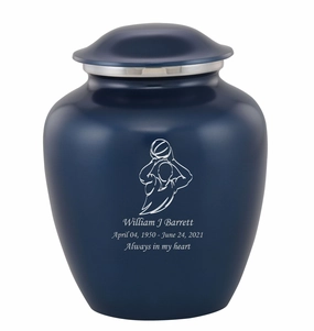 Grace Basketball Custom Engraved Adult Cremation Urn for Ashes in Blue