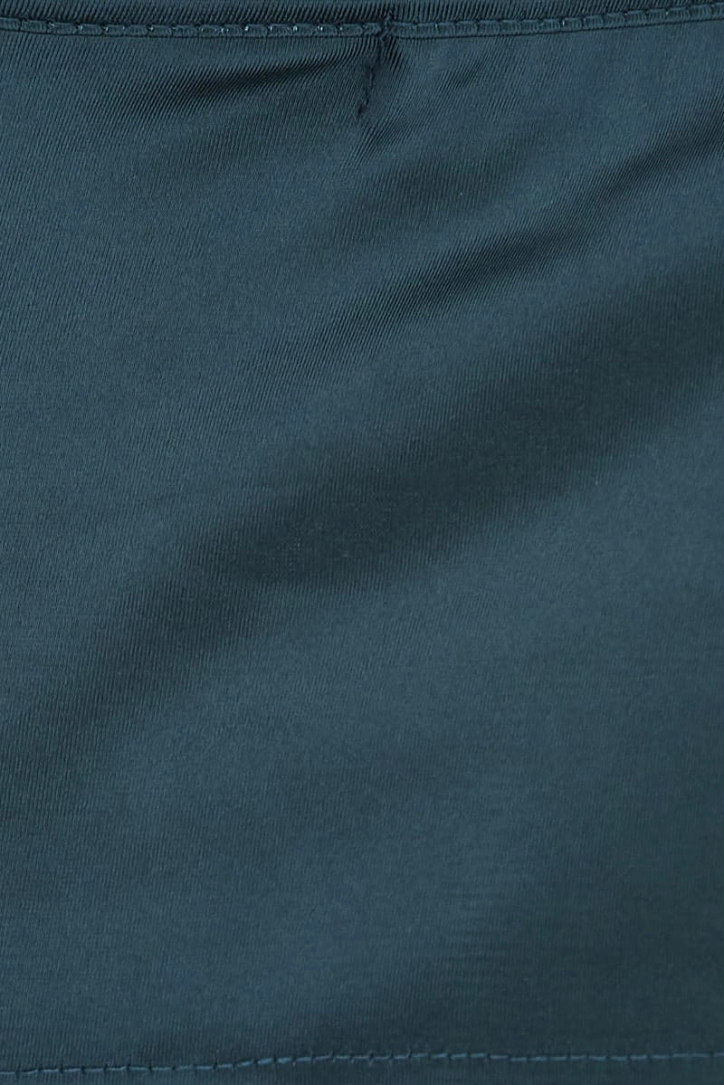 Green Satin Cami Sleeveless Cowl Neck Crop