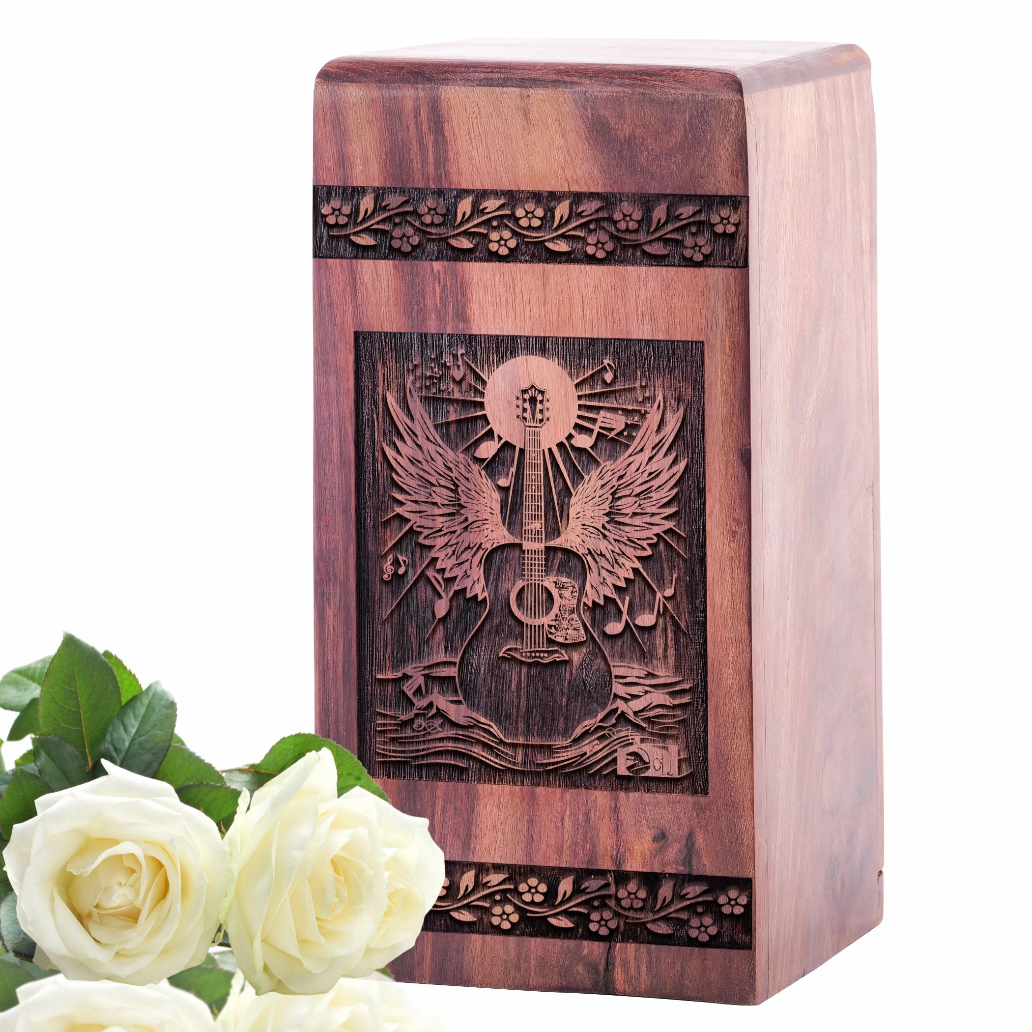 Guitar Wooden Cremation Urn - Large Adult Urn for Dad