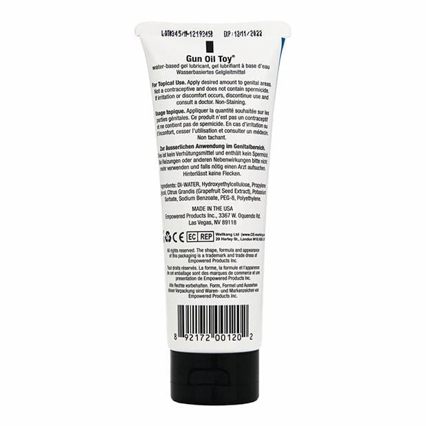 Gun Oil - Toy Water Based Gel Lubricant Tube 3.3oz