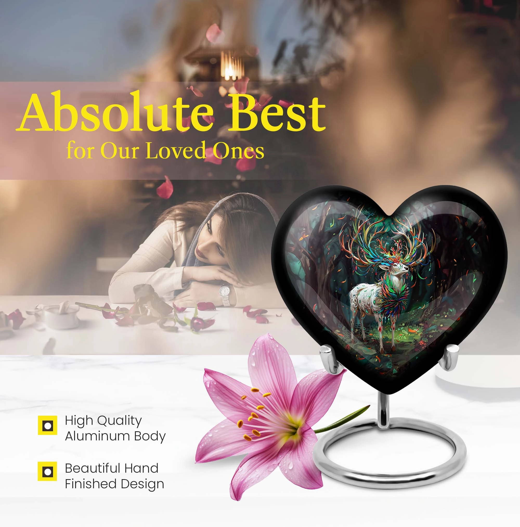 Heartfelt Deer Urn - Cremation Memorial for Adult Women