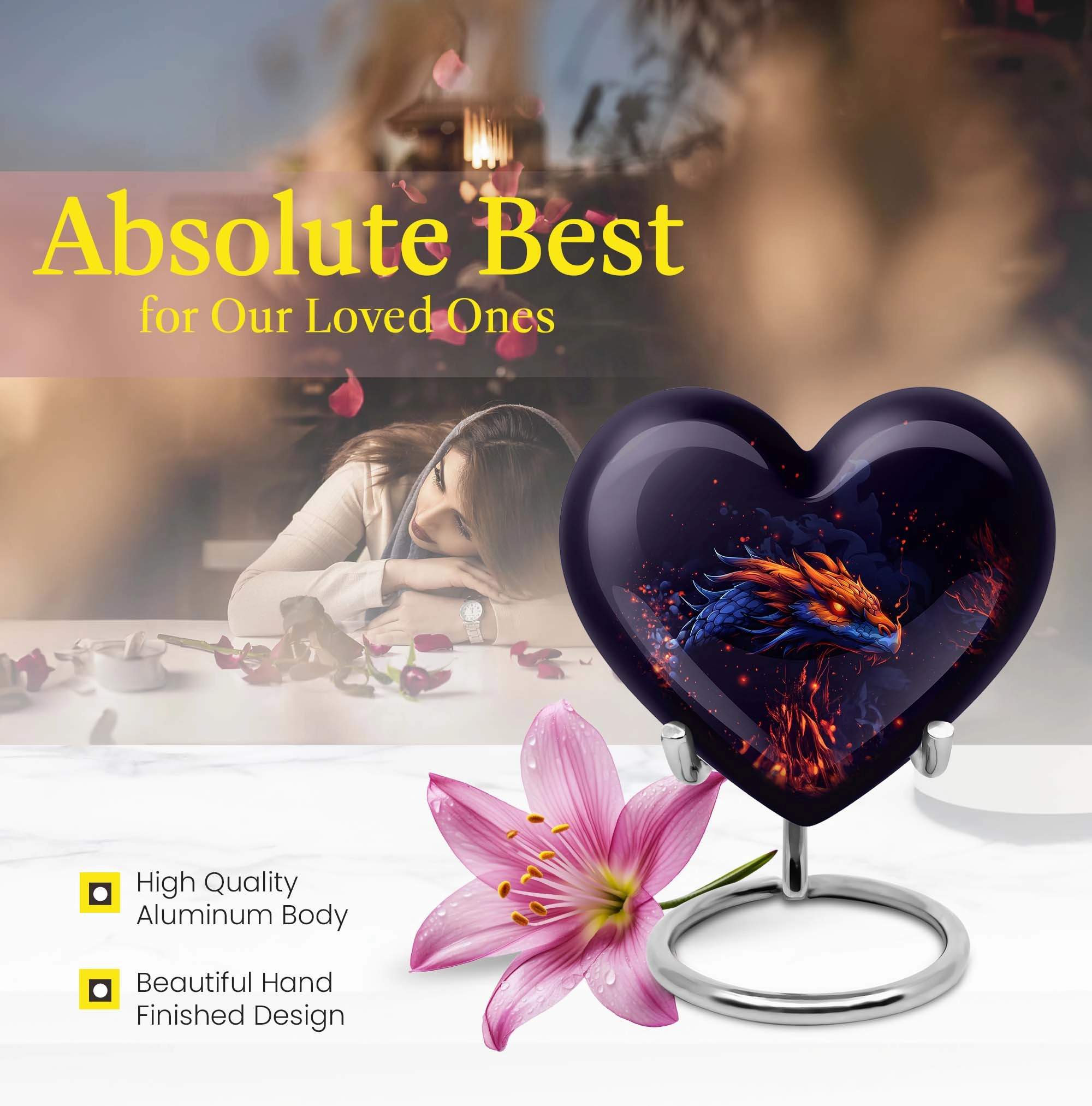 Heartfelt Embrace: Adult Dragon Urn for Cremation Ashes